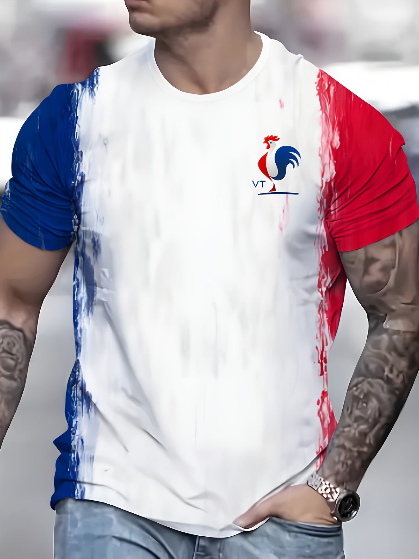 T-shirt imprimé drapeau Français du S au 2XL