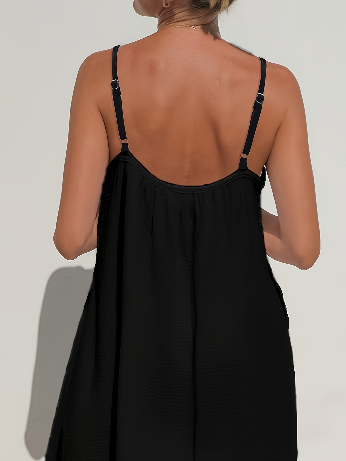 Robe d été sans manches avec plis sur le décolleté & fente latéral du S au 2XL