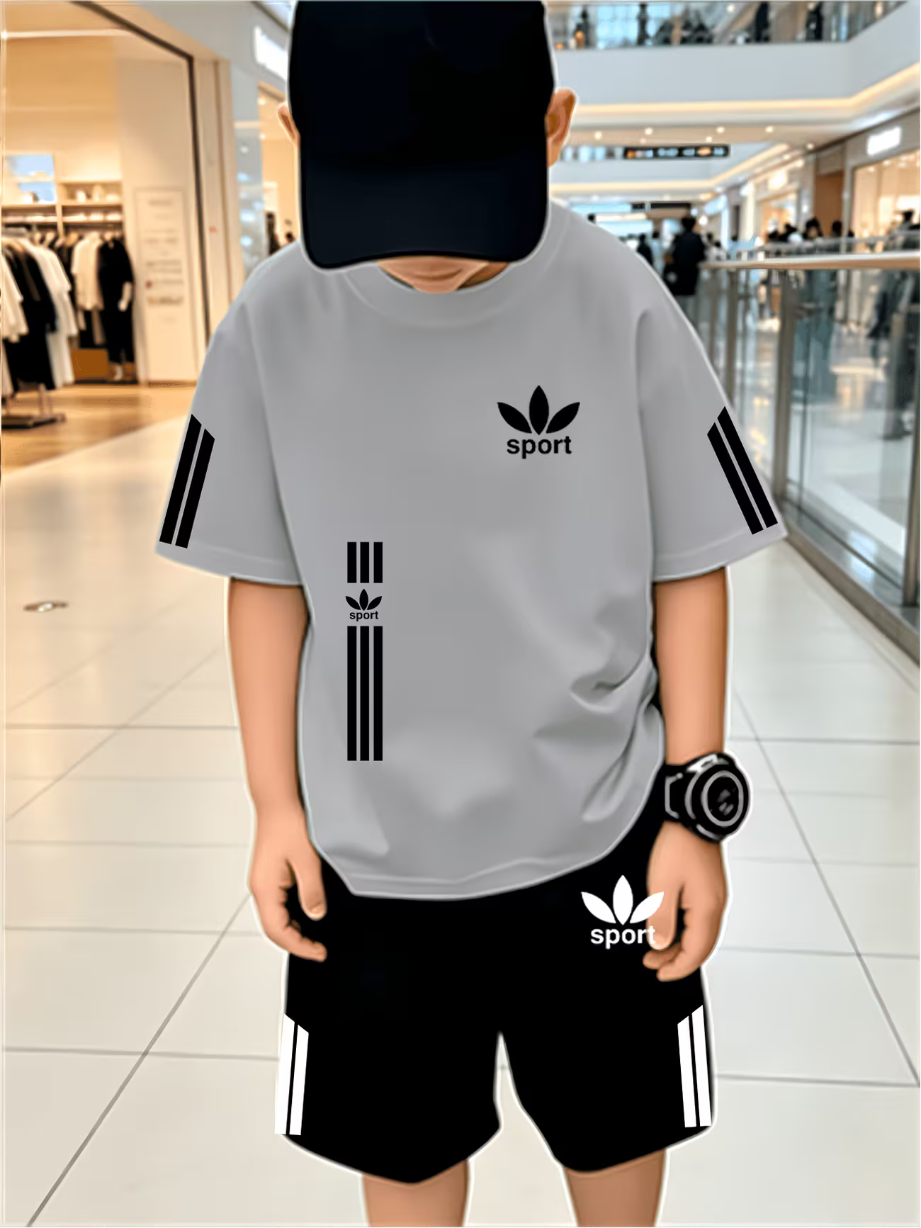 Ensemble de sport pour enfants, T-shirt à manches courtes et short décontractés et à la mode, Ensemble 2 pièces décontracté et à la mode pour garçons du 5 au 15 ans MAEJORKEN