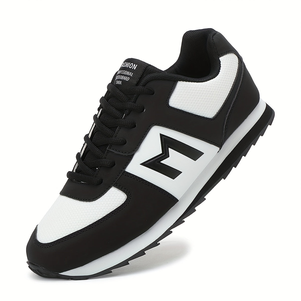 Men'S Breathable Durable All-Season Running Shoes - Comfortable Casual Sneakers with Geometric Pattern, Round Toe & Lace-Up Closure for Hiking, Outdoor, Daily Wear - Versatile Low-Top Design in Black, White, Gray, Hiking Shoe MAEJORKEN