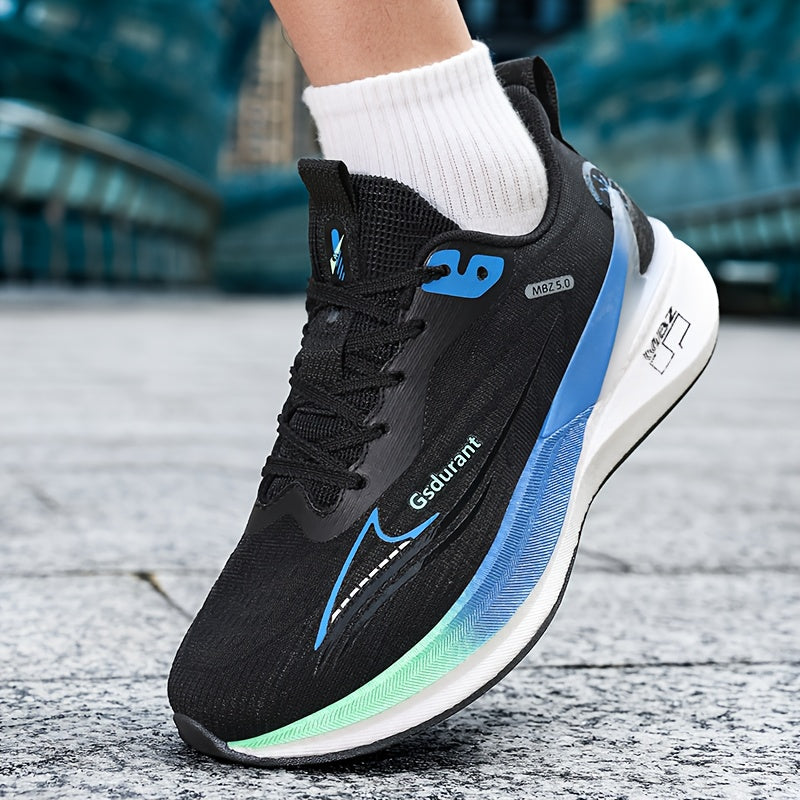 Men's Lightweight Carbon Fiber-Like Technology Running Shoes - Low-Top Sneakers with Arch Support & Cushioned MD Sole, Blue/Golden Track Shoe Design, Lace-Up Sneakers for Gym, Jogging, - All-Season Performance (Multi-Color Op MAEJORKEN