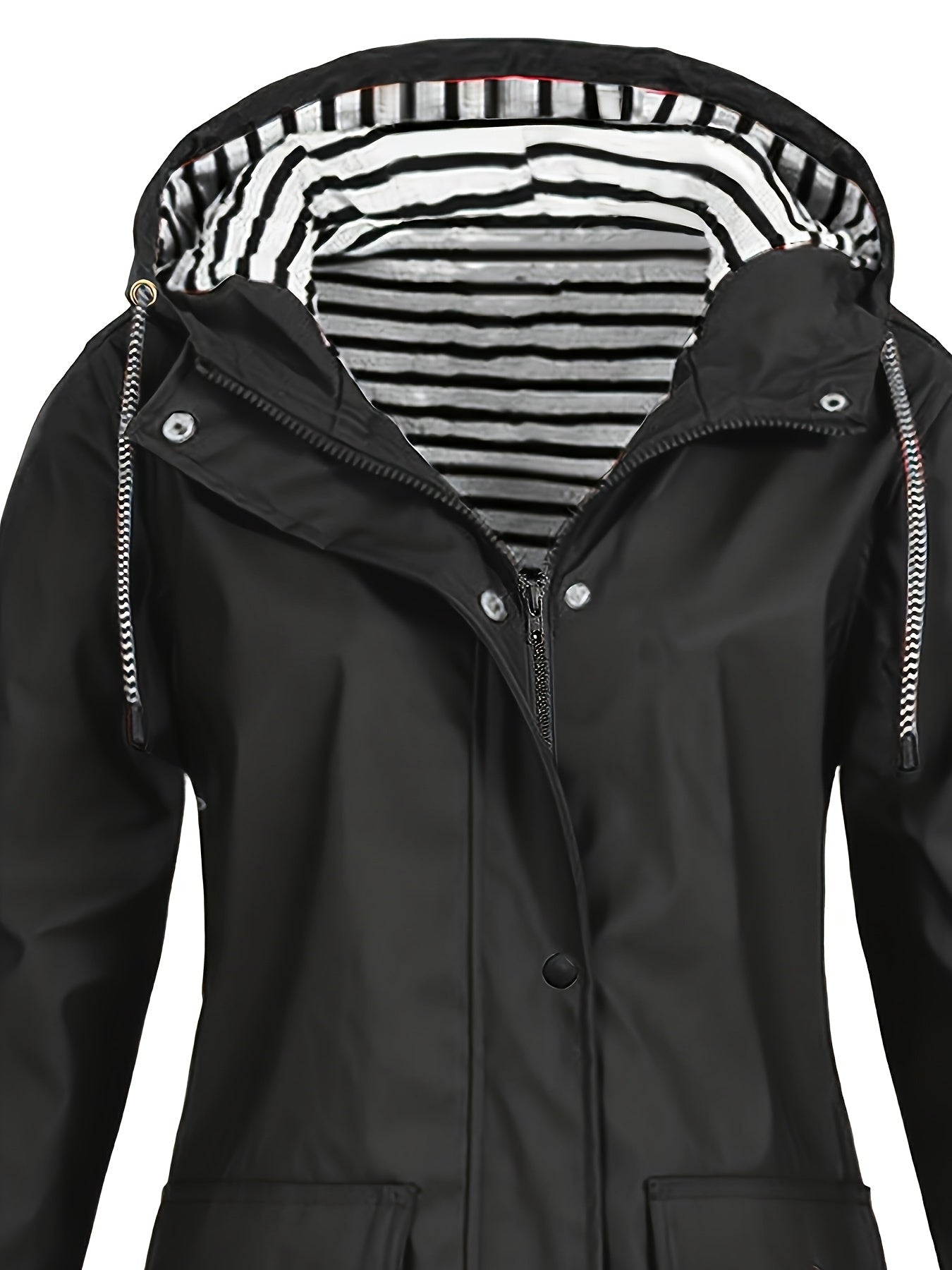 Veste longue à capuche rayée coupe vent femmes du 0XL au 5XL