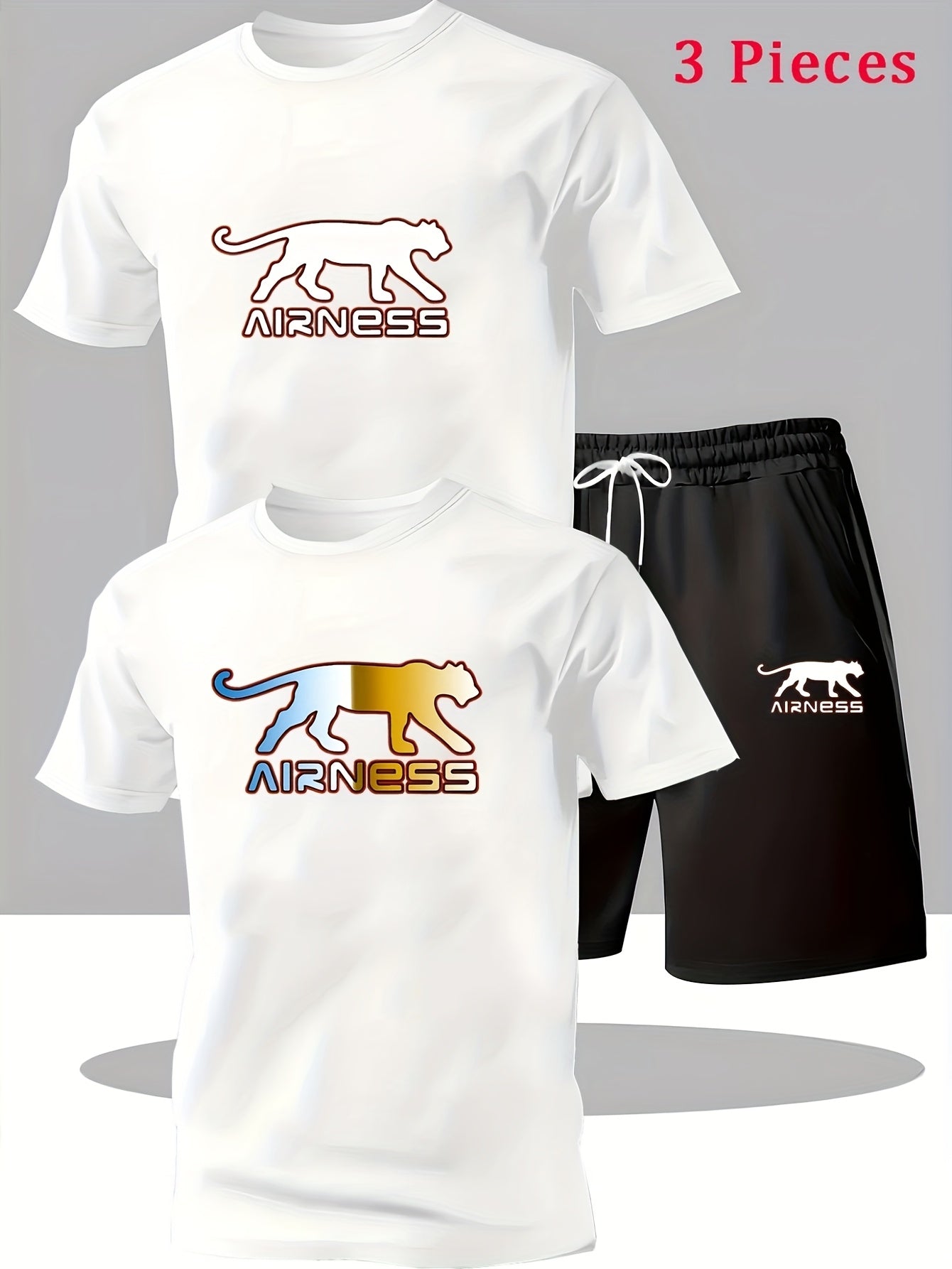 Ensemble 3 pièces 2 t-shirts et 1 short du S au 2XL