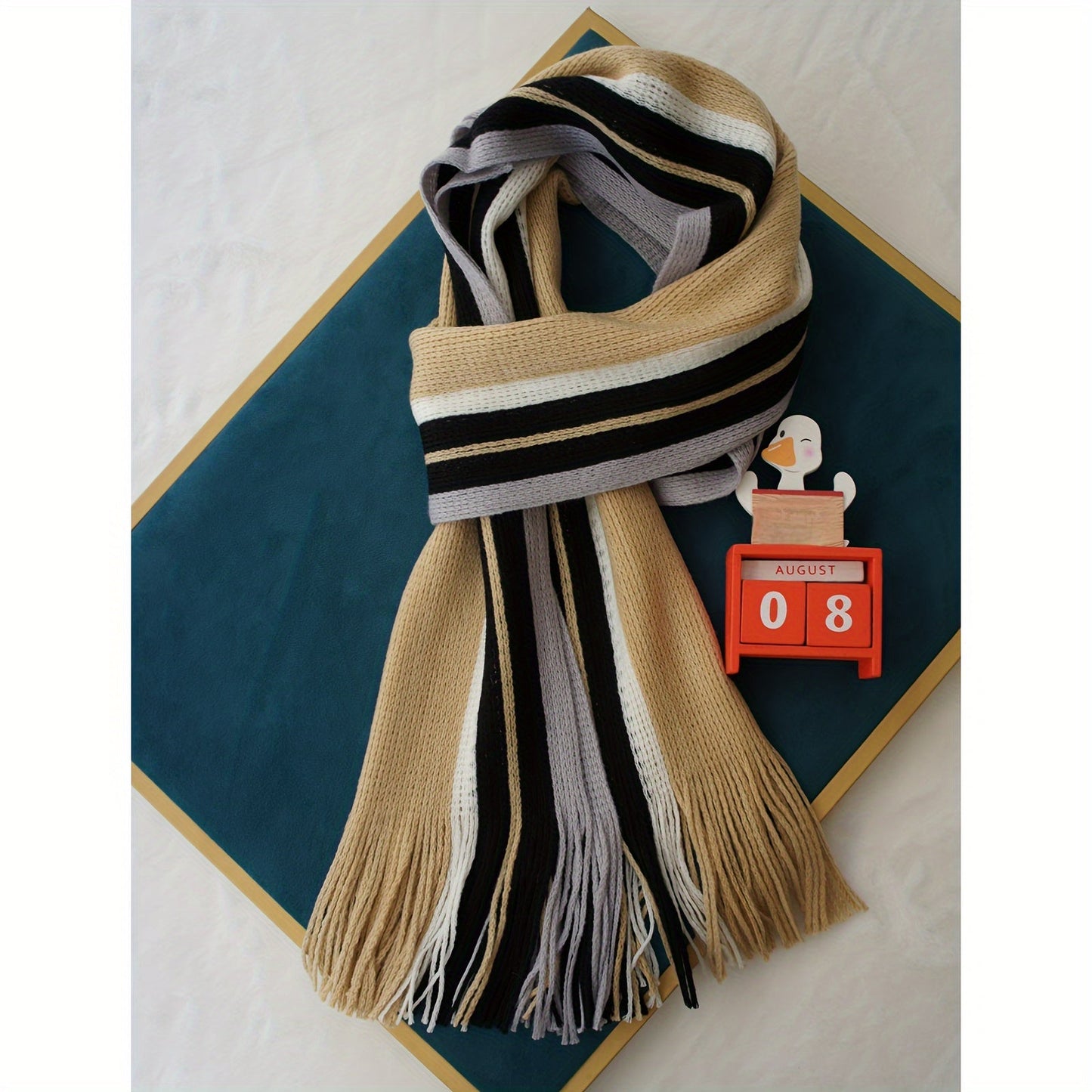 Echarpe élégante en tricot rayé - acrylique chaud MAEJORKEN