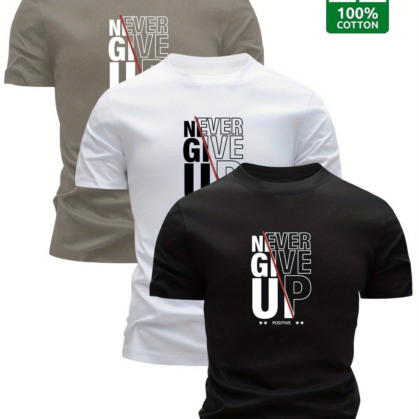 Lot de 3 t-shirts 100% coton du XS au 3XL