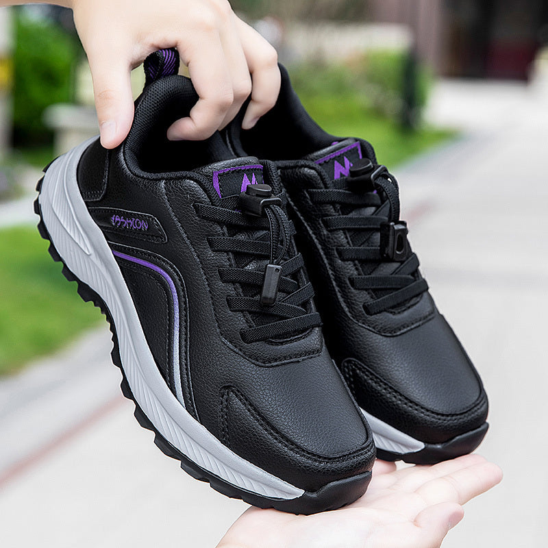 Women'S Non-Slip Walking Shoes - Slip-Resistant Rubber Sole, Cushioned TPR Outsole, Lace-Up Closure - All-Season Elderly Shoes for Seniors, Everyday & Formal Events - PU Synthetic Cover Upper - Non-Slip Grip for Stability & S MAEJORKEN