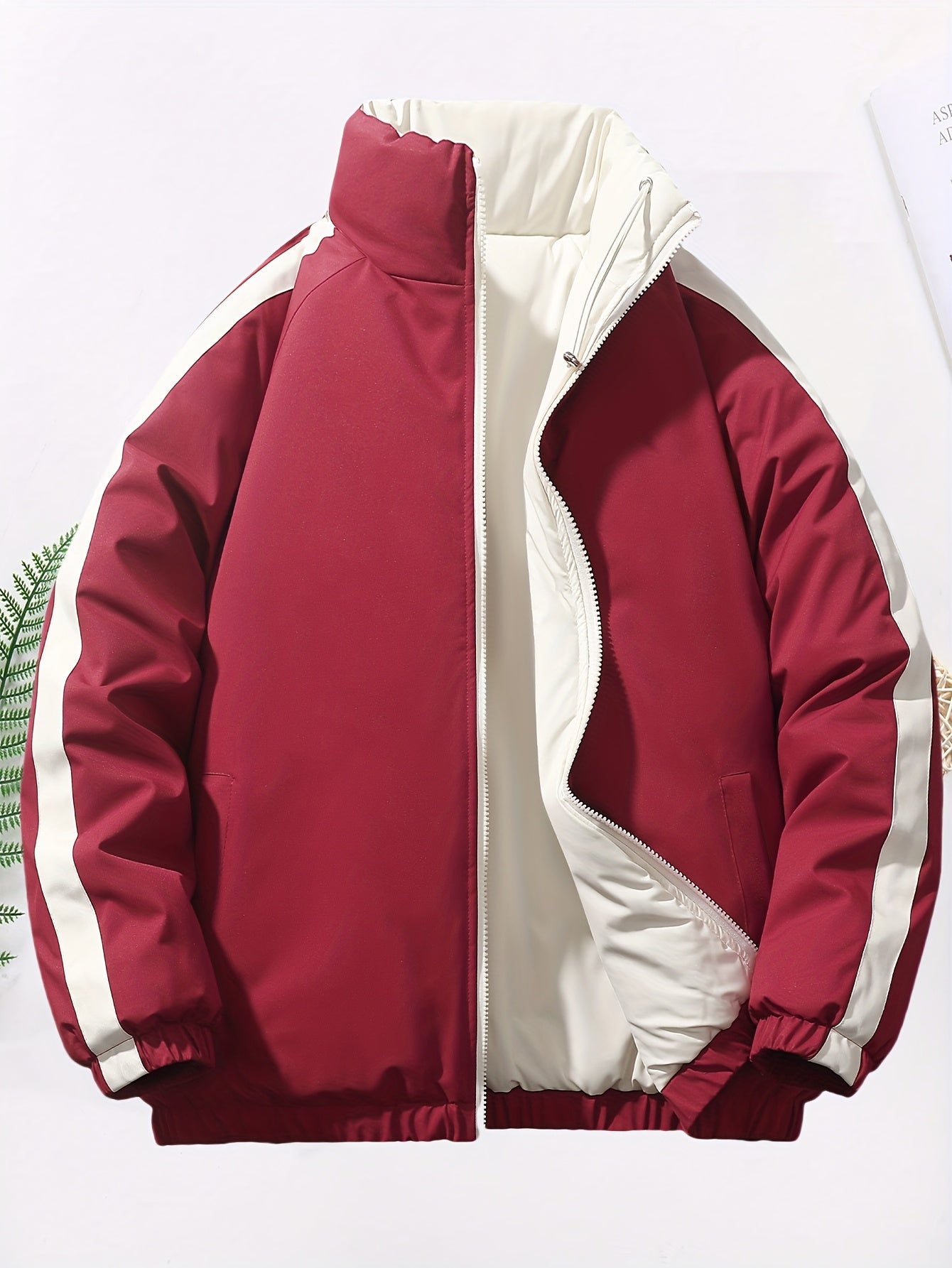 Blouson chaud réversible dotée de fermetures éclair de poignets élastiques et de poches inclinées du S au 3XL MAEJORKEN