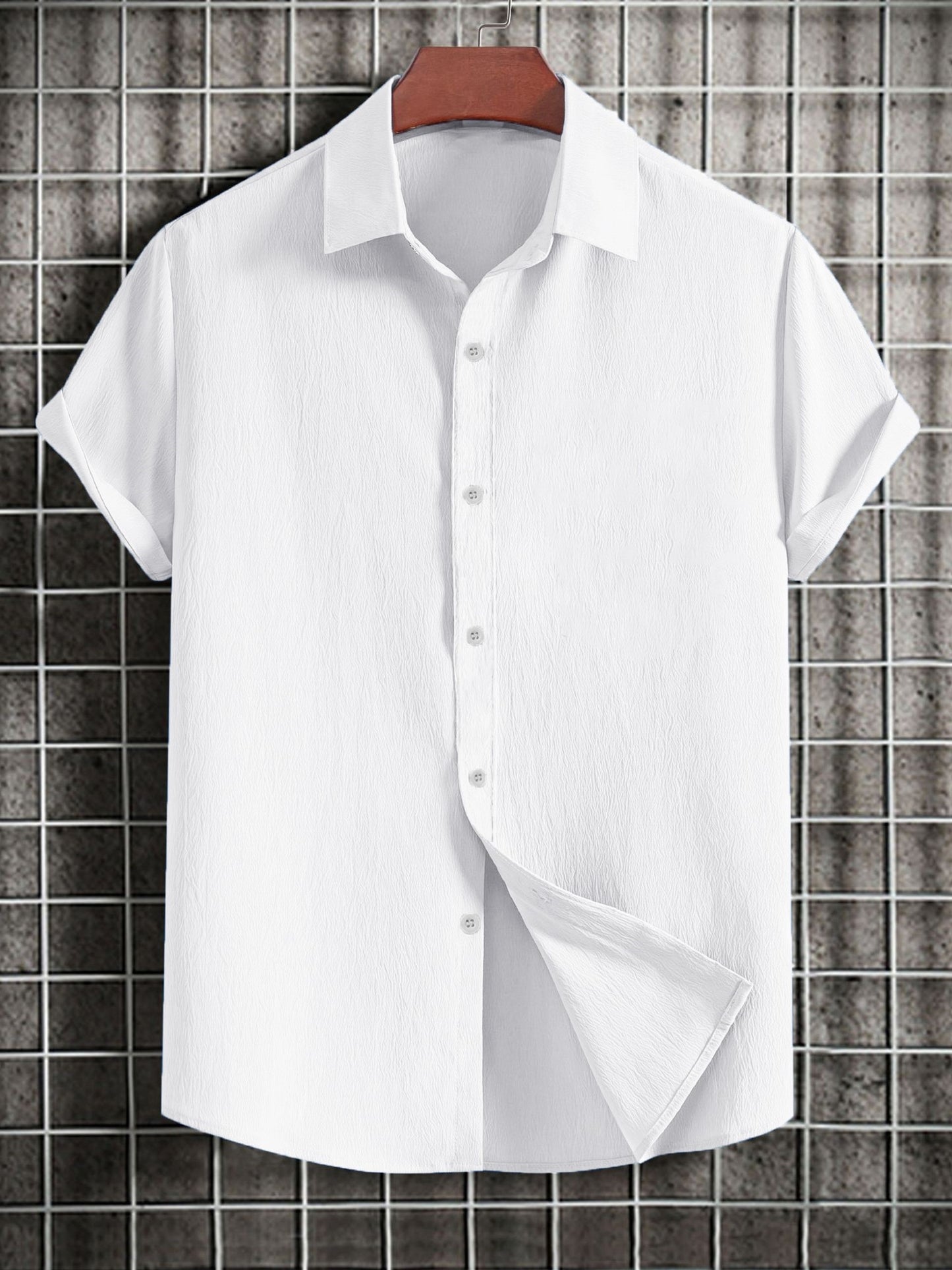 Chemise à manches courtes en pur coton du XS au 2XL
