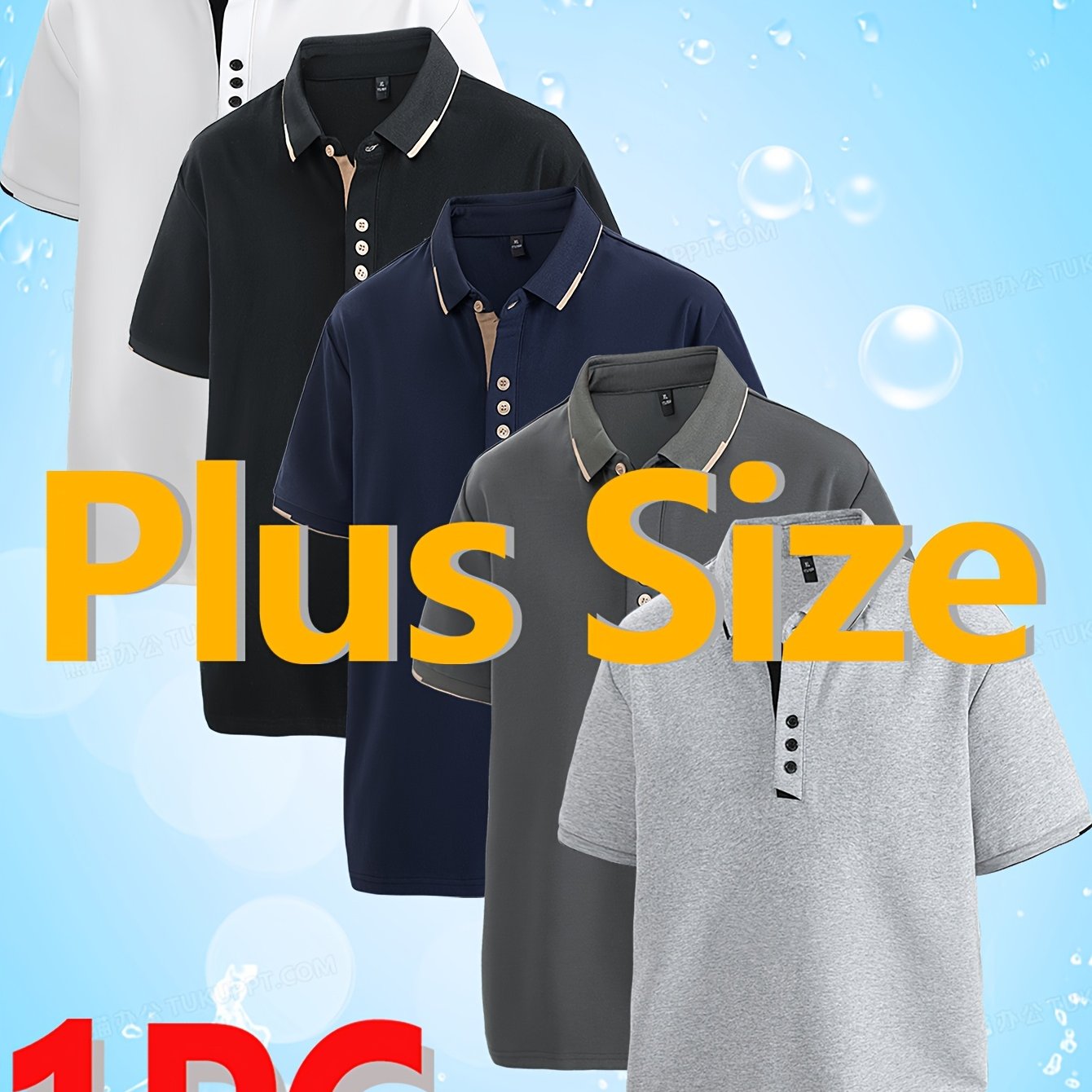 Men's Big & Tall Shirt - Soft Breathable Stretch Fabric Button-Up Collar Shirt, Non-Transparent Solid Color Collar Blouse for Business Casual, Golf, Casual Attire - Available in Black, Dark Navy, Grey, More Colors - Men/Teens MAEJORKEN
