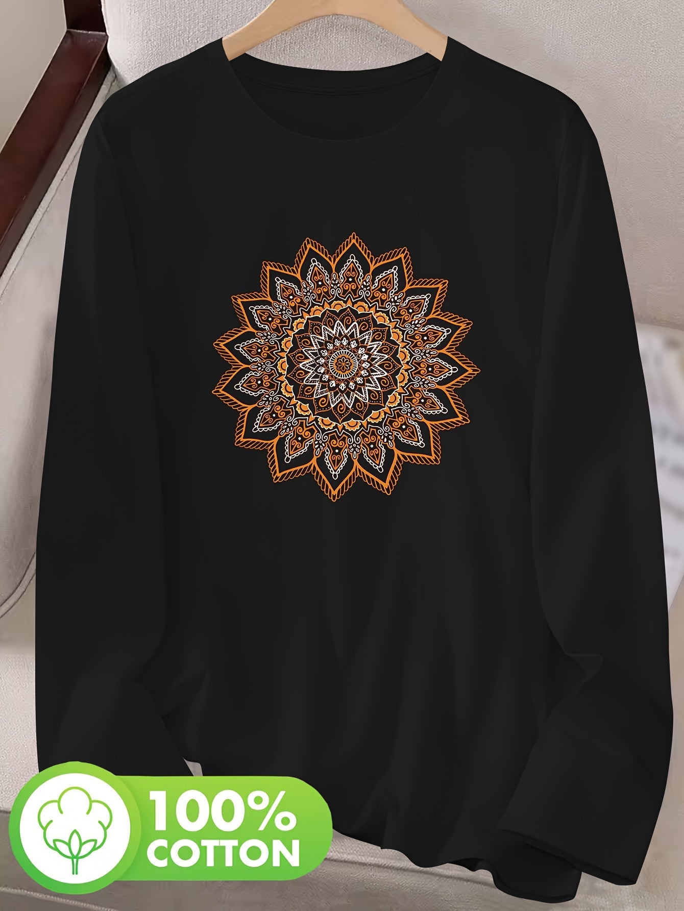 T-shirt à imprimé floral col rond 100% coton du S au 2XL MAEJORKEN