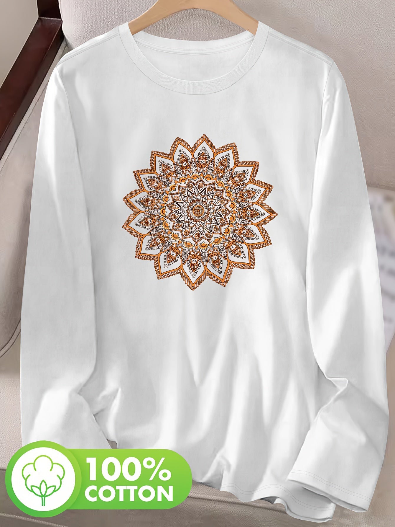 T-shirt à imprimé floral col rond 100% coton du S au 2XL MAEJORKEN