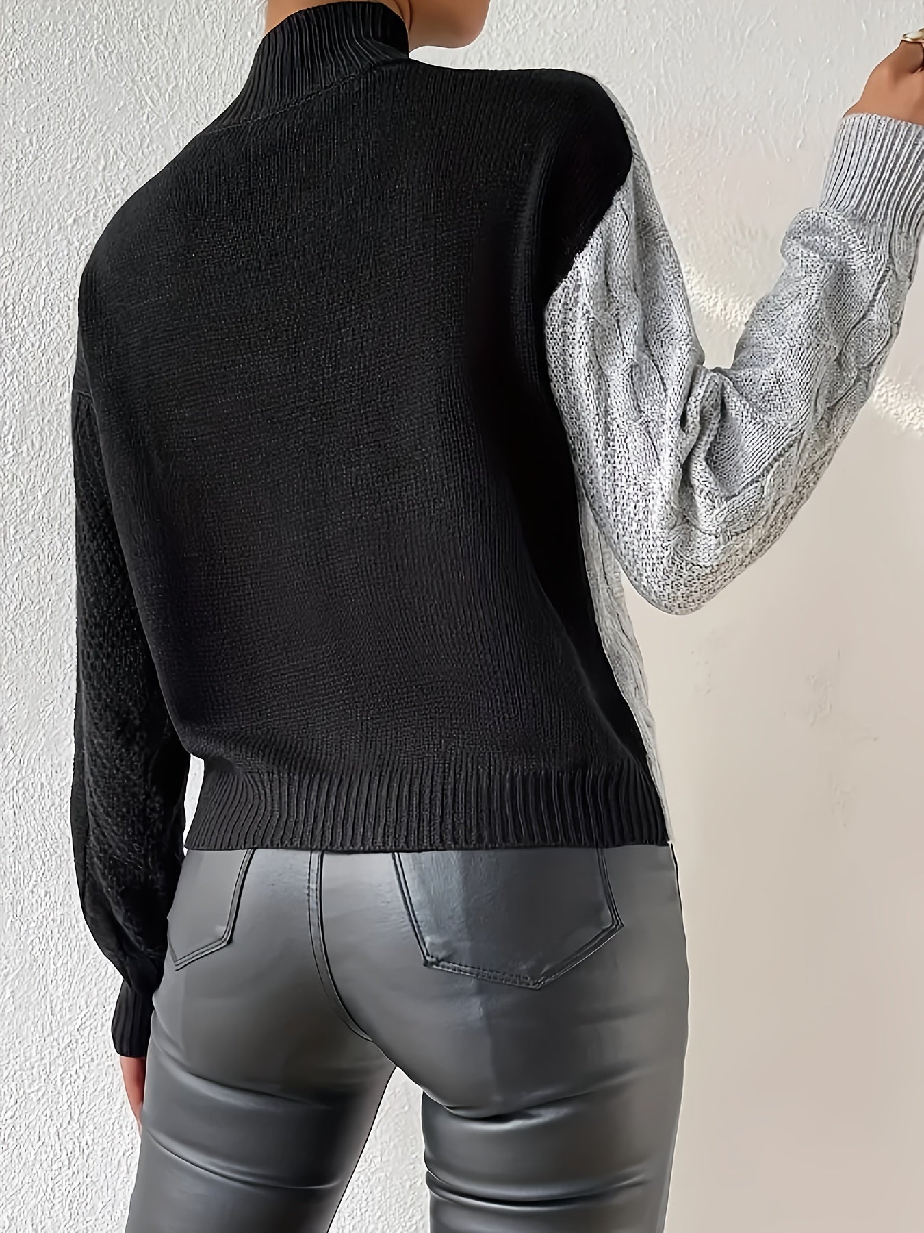 Pull en tricot torsadé à bloc de couleur grande taille du 0XL au 5XL