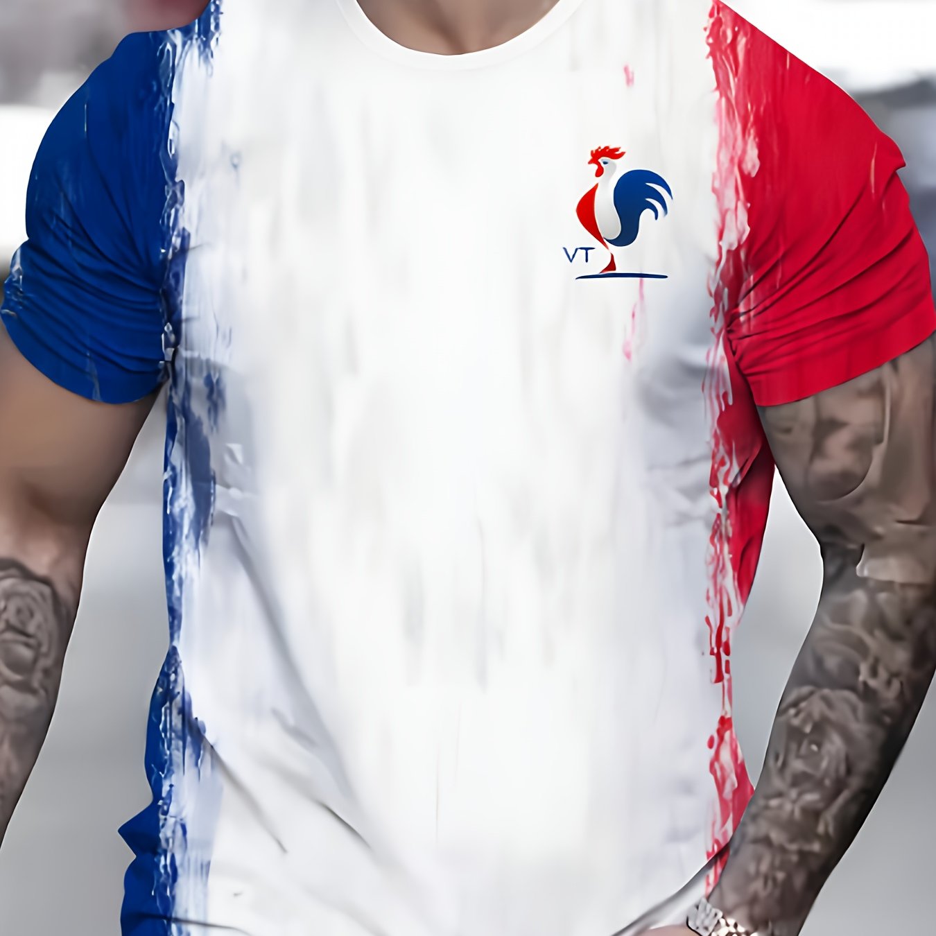 T-shirt imprimé drapeau Français du S au 2XL