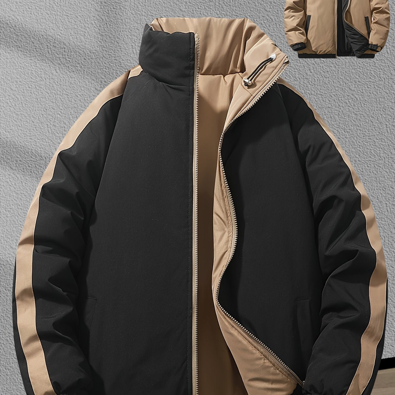Blouson chaud réversible dotée de fermetures éclair de poignets élastiques et de poches inclinées du S au 3XL MAEJORKEN
