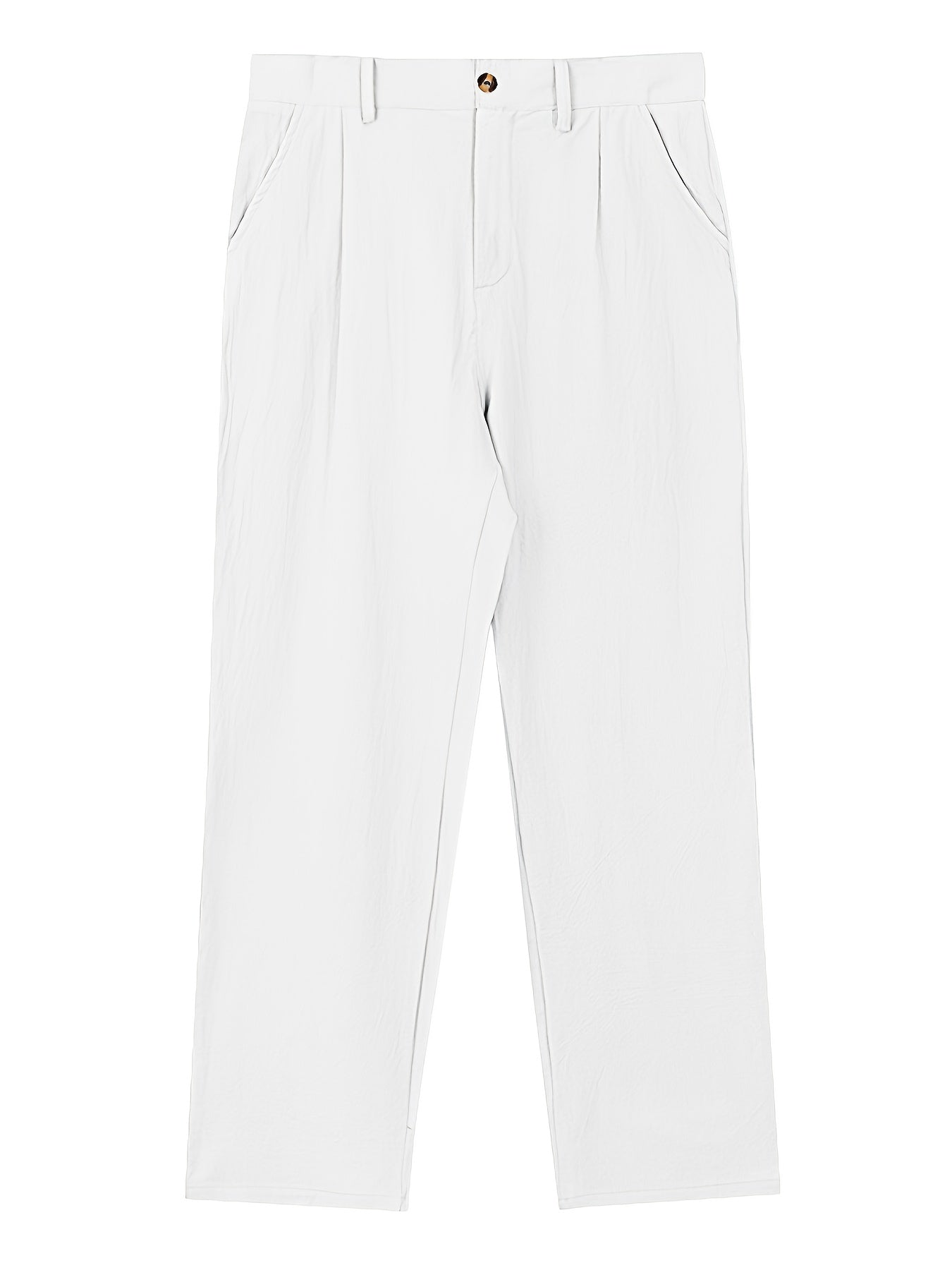 Men's Linen Suit Pants - Heavy-Duty Non-Stretch All-Season Business & Formal Wear, Light Business Casual Dress Trousers with White Piping (Matching Jacket Required), Versatile for Weddings & Office - Ideal Gift MAEJORKEN