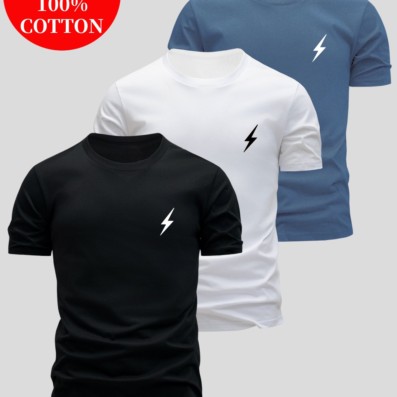Lot de 3 t-shirt 100% coton du XS au 3XL