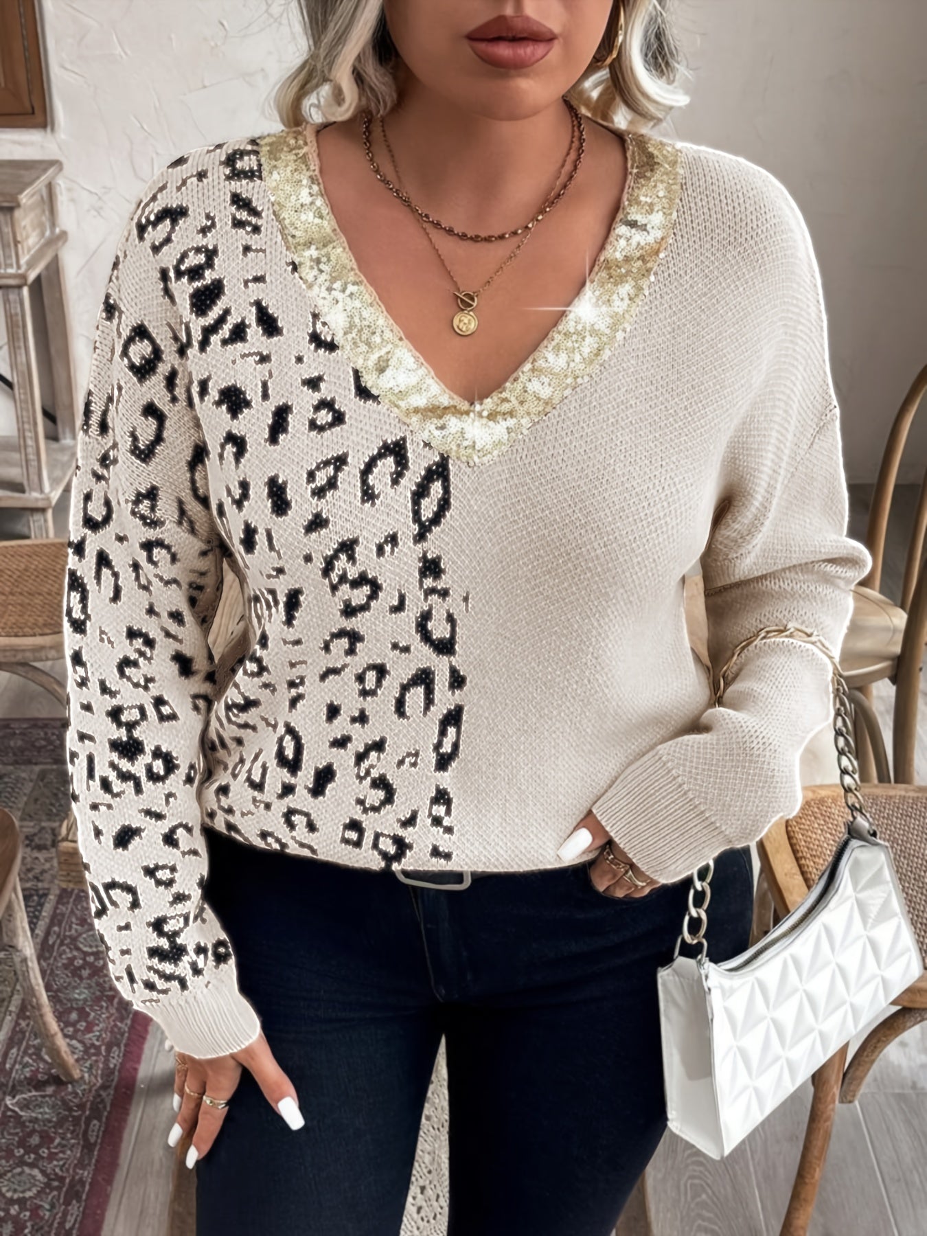 Pull col en V en acrylique grande taille du XL au 5XL MAEJORKEN