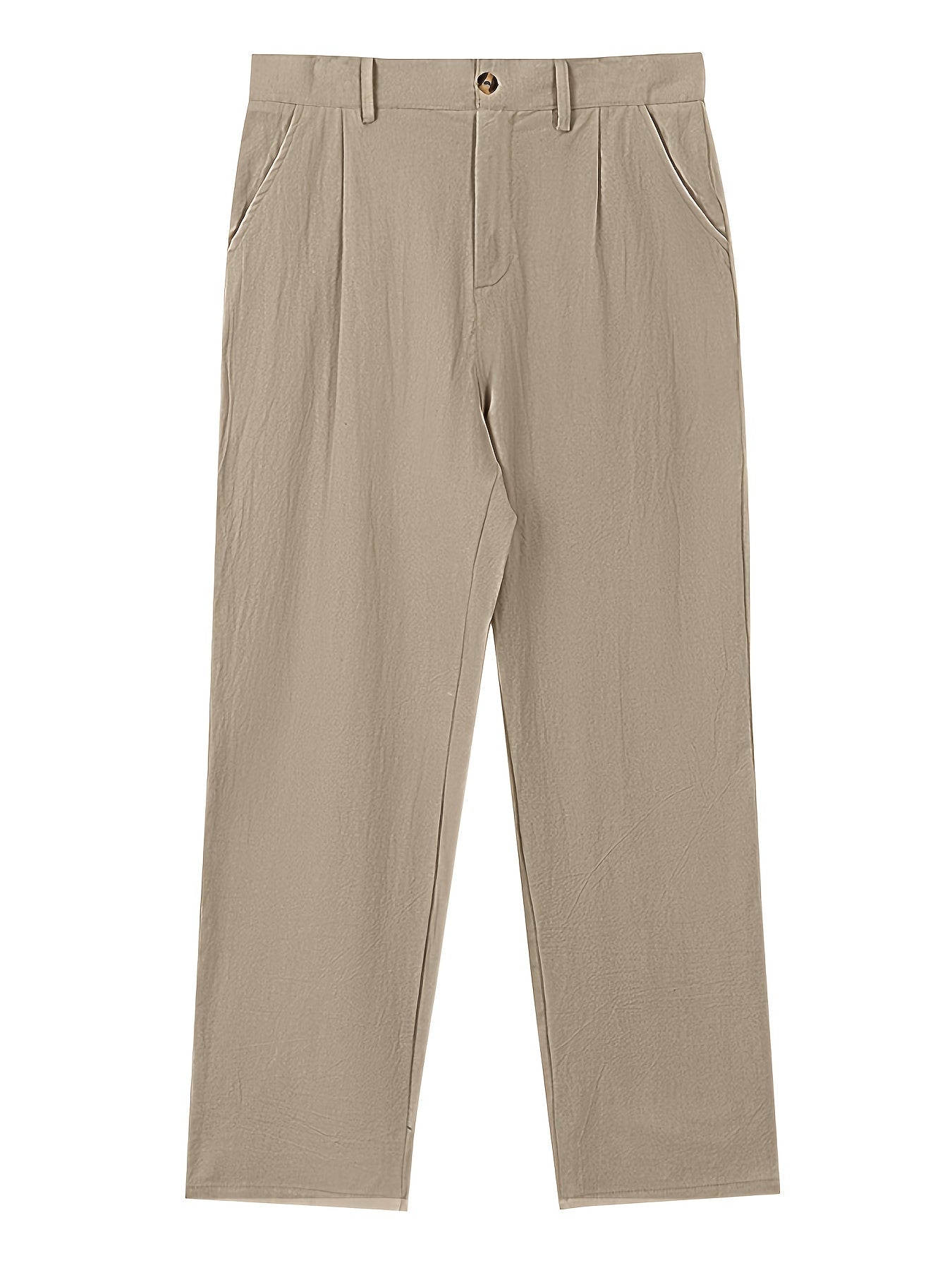 Men's Linen Suit Pants - Heavy-Duty Non-Stretch All-Season Business & Formal Wear, Light Business Casual Dress Trousers with White Piping (Matching Jacket Required), Versatile for Weddings & Office - Ideal Gift MAEJORKEN