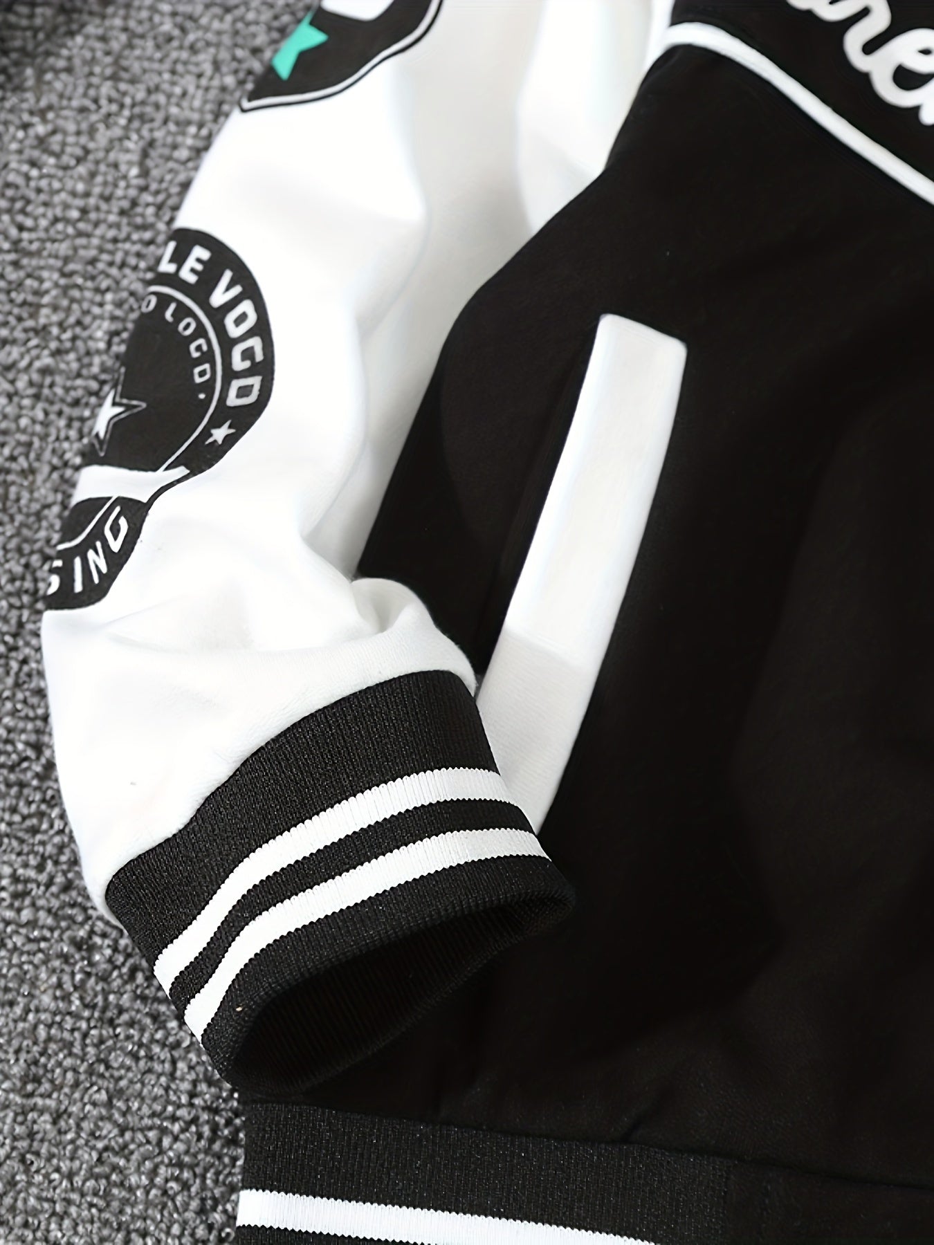 Veste de baseball garçons noir et blanc boutonnage devant du 4 au 13 ans