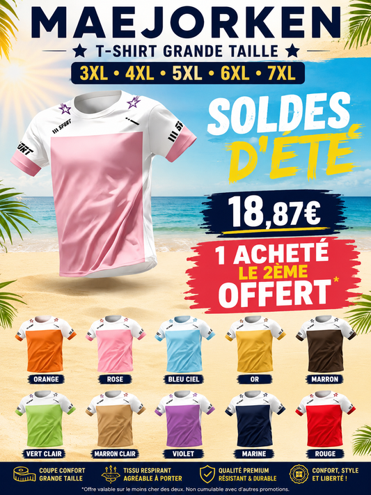 T-shirt d'été respirant à séchage rapide pour homme grande taille du 3XL au 7XL MAEJORKEN
