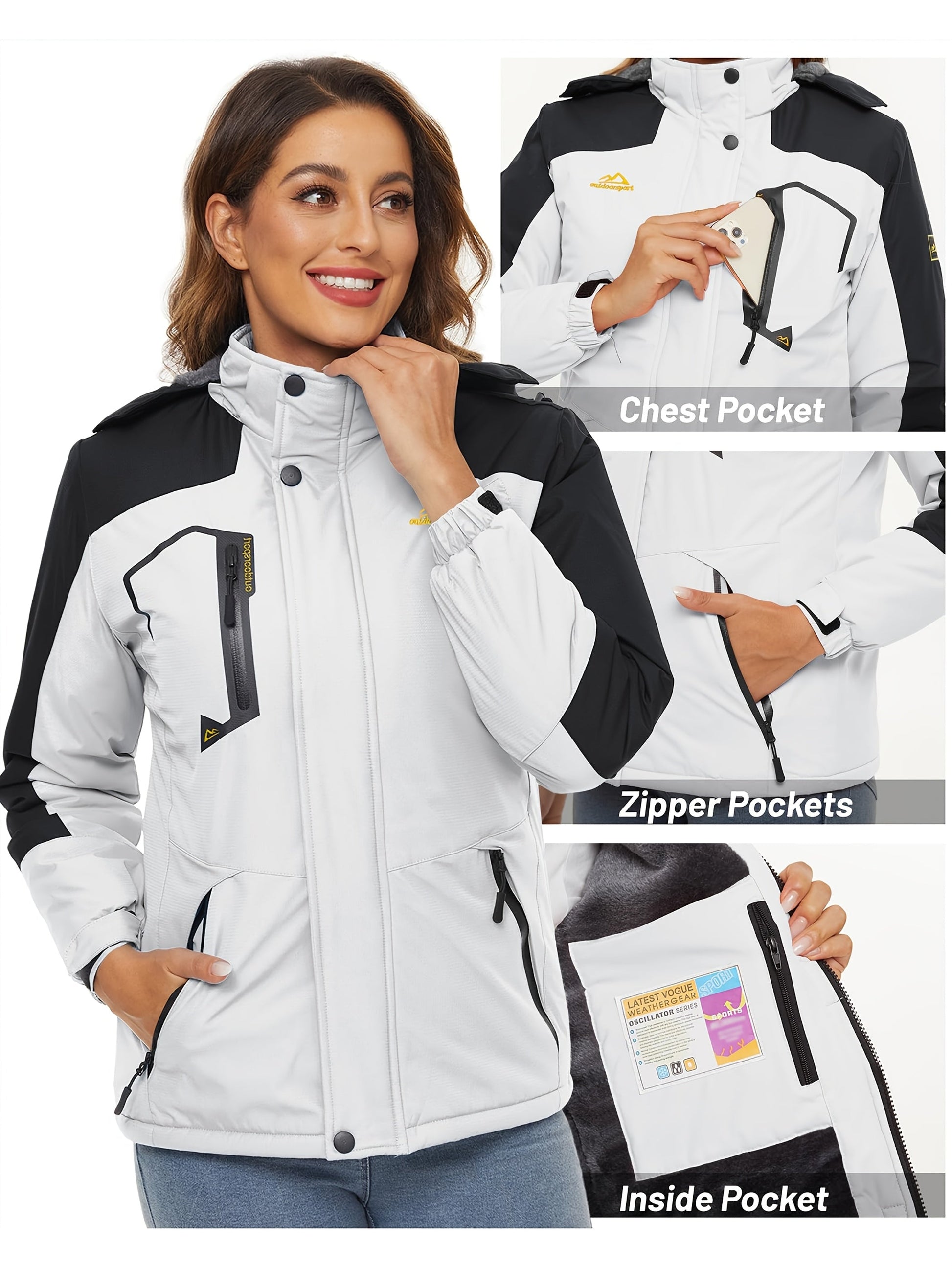 TACVASEN Women'S Winter Ski Jacket - Warm Fleece Lined, Detachable Hooded Coat with Zipper Pockets, Heavy Weight Thick Outdoor Coat for, Camping, Climbing, Travel & Snowboarding, Gear | Hooded Jacket | Zippered Jacket MAEJORKEN