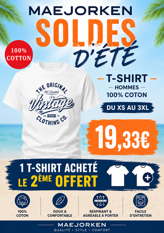 T-shirt pour Homme 100 % Coton, Nouveau Haut d'Été Fin à Manches Courtes, Coupe Ajustée Mince Tendance et à la Mode du XS au 3XL MAEJORKEN