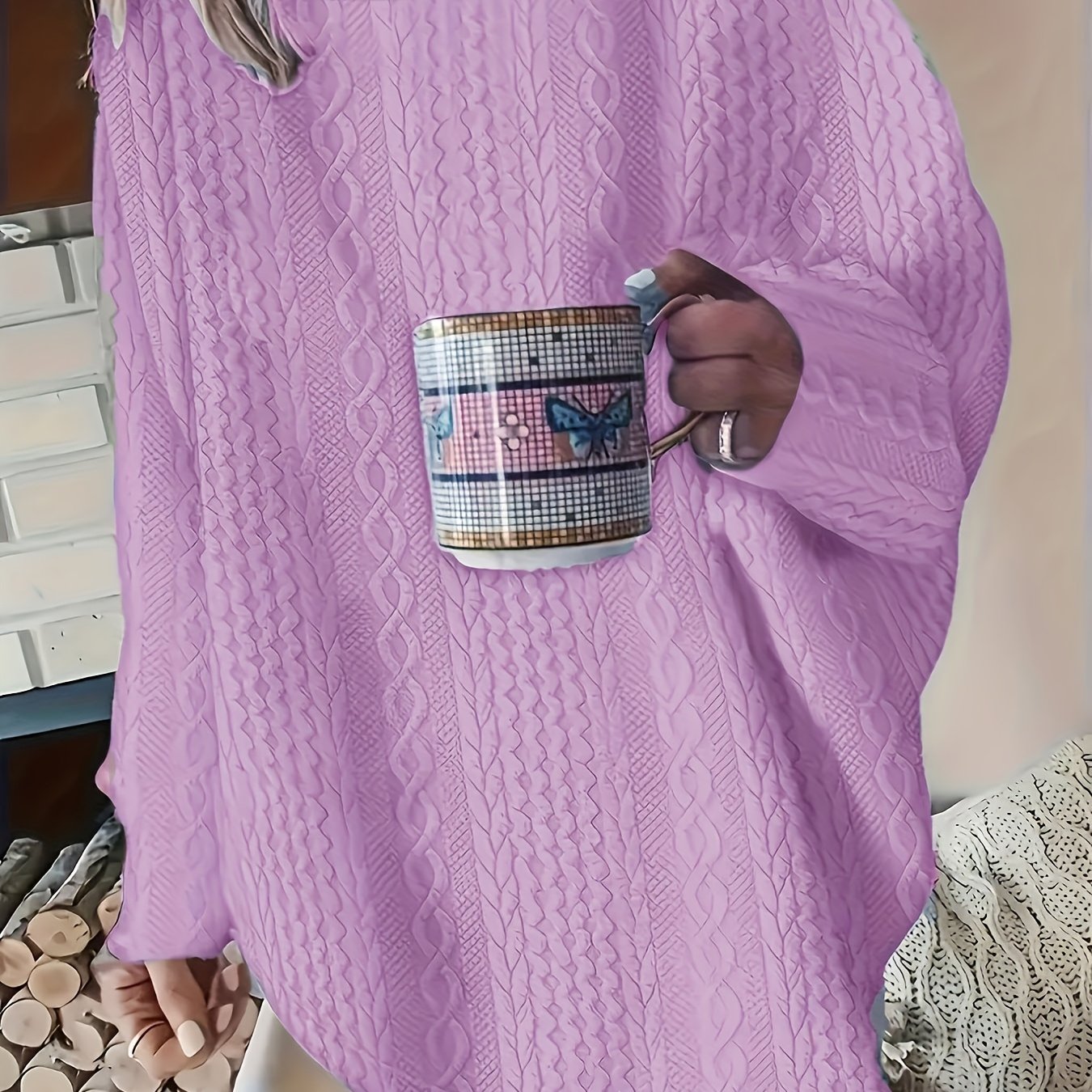 Pull à col rond de couleur unie 1XL au 5XL