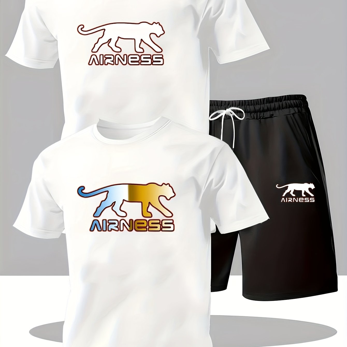 Ensemble 3 pièces 2 t-shirts et 1 short du S au 2XL
