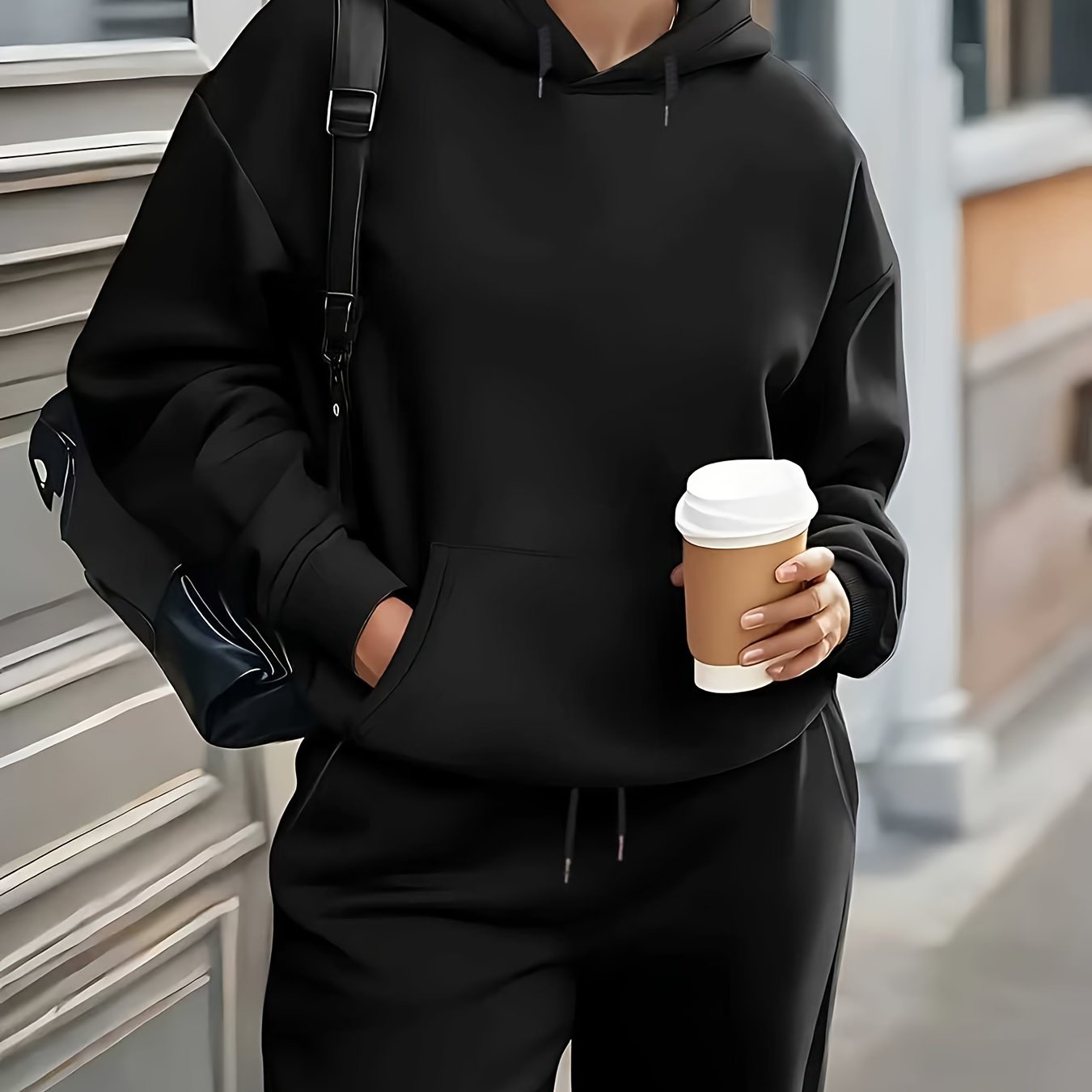 Women'S Cozy Fleece Hoodie & Sweatpants Set - Gray Casual Long Sleeve Pullover with Drawstring Hood, Comfortable All-Season Wear, Perfect for Casual Attire, Casual Wear Hoodie|Casual Style Hoodie|Fleece Hoodie MAEJORKEN