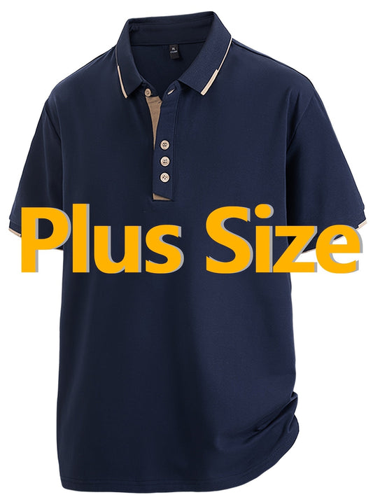 Men's Big & Tall Shirt - Soft Breathable Stretch Fabric Button-Up Collar Shirt, Non-Transparent Solid Color Collar Blouse for Business Casual, Golf, Casual Attire - Available in Black, Dark Navy, Grey, More Colors - Men/Teens MAEJORKEN