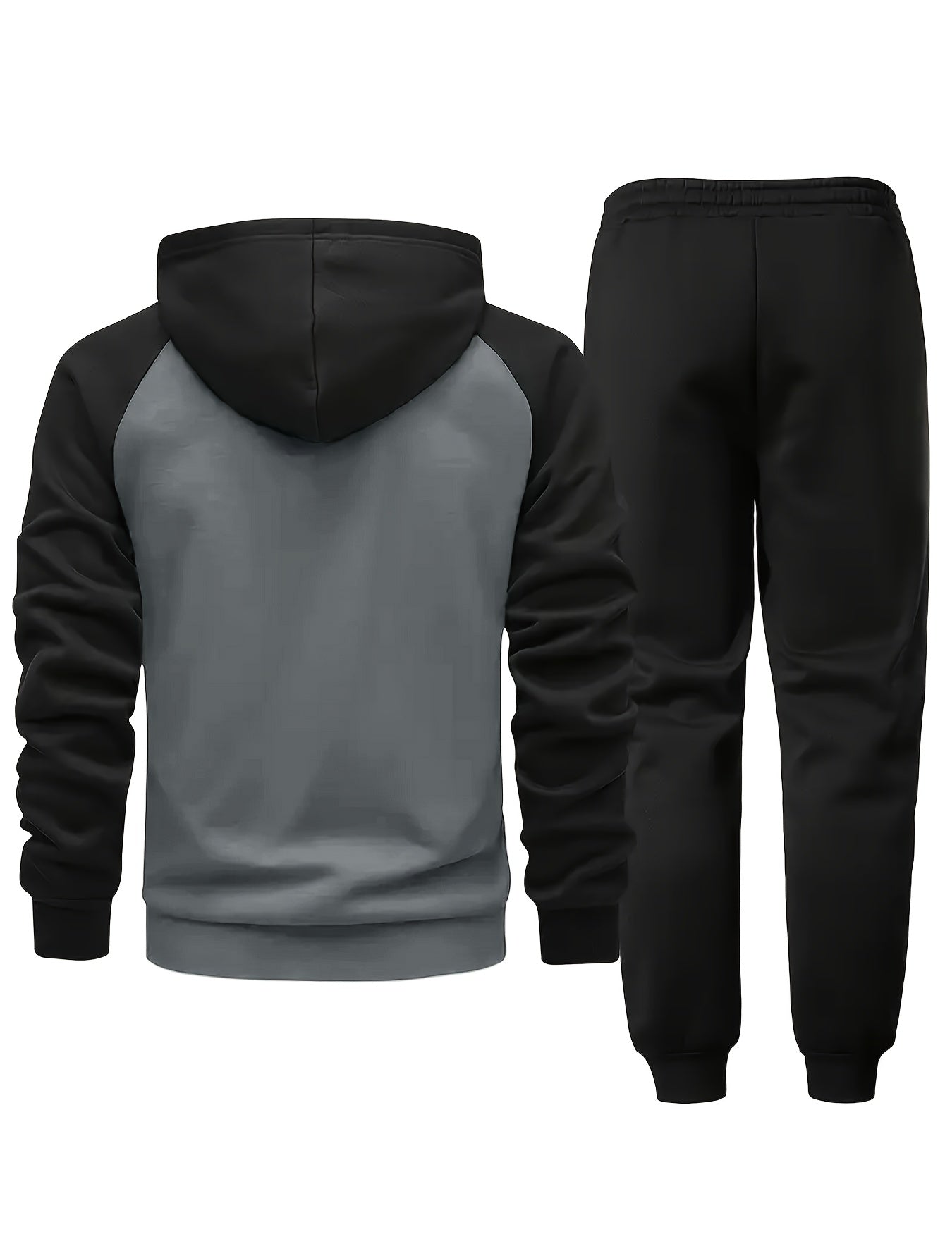 2pcs Men'S Raglan Sleeve Full-Zip Hoodie + Drawstring Pants Set, Solid Color Basic Style, Ideal for Spring/Autumn/Winter Streetwear, Jogging, Commuting, Travel, and Outdoor Camping – Perfect Gift for Husband Boyfriend, Acti MAEJORKEN