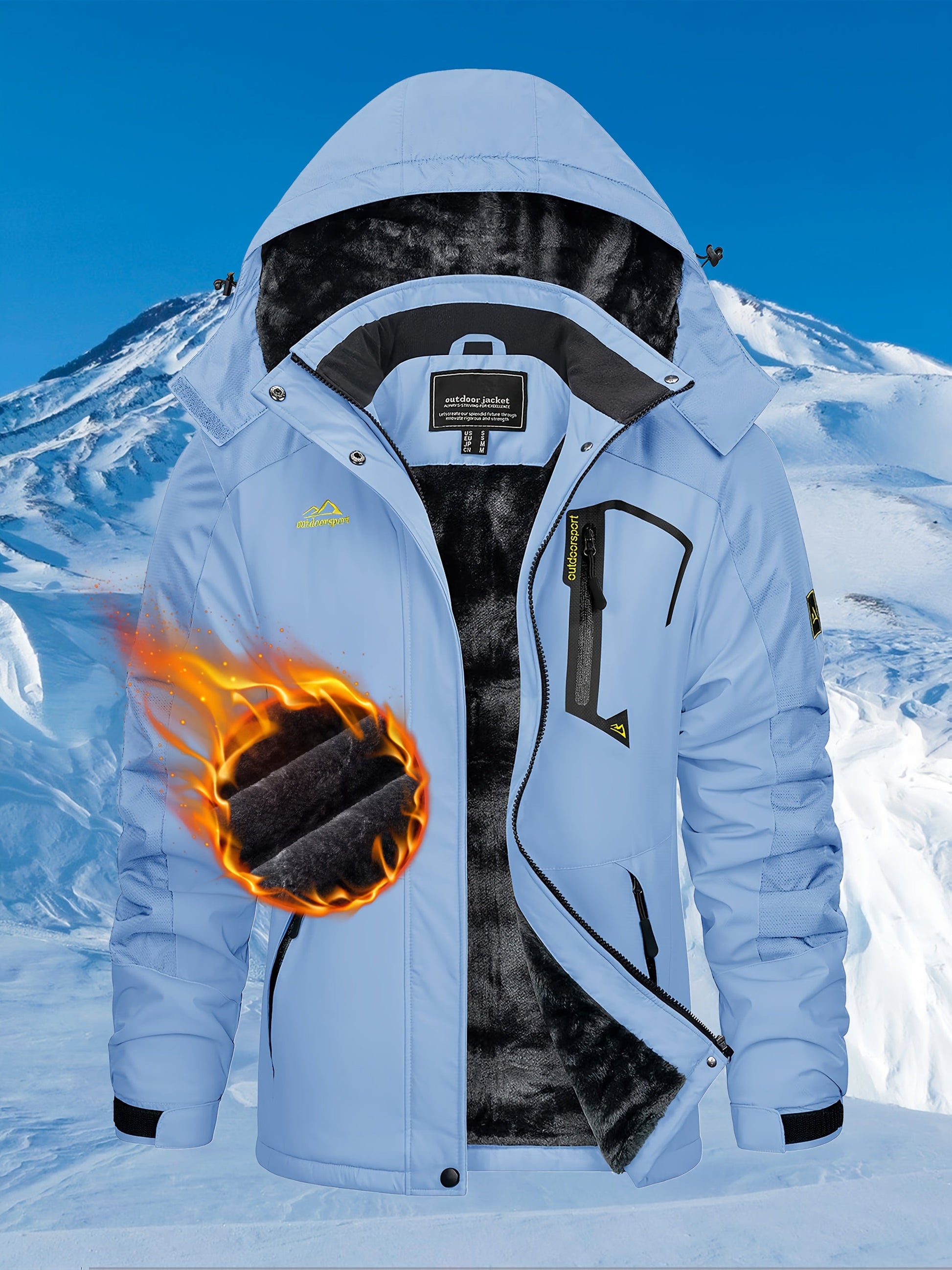 TACVASEN Women'S Winter Ski Jacket - Warm Fleece Lined, Detachable Hooded Coat with Zipper Pockets, Heavy Weight Thick Outdoor Coat for, Camping, Climbing, Travel & Snowboarding, Gear | Hooded Jacket | Zippered Jacket MAEJORKEN