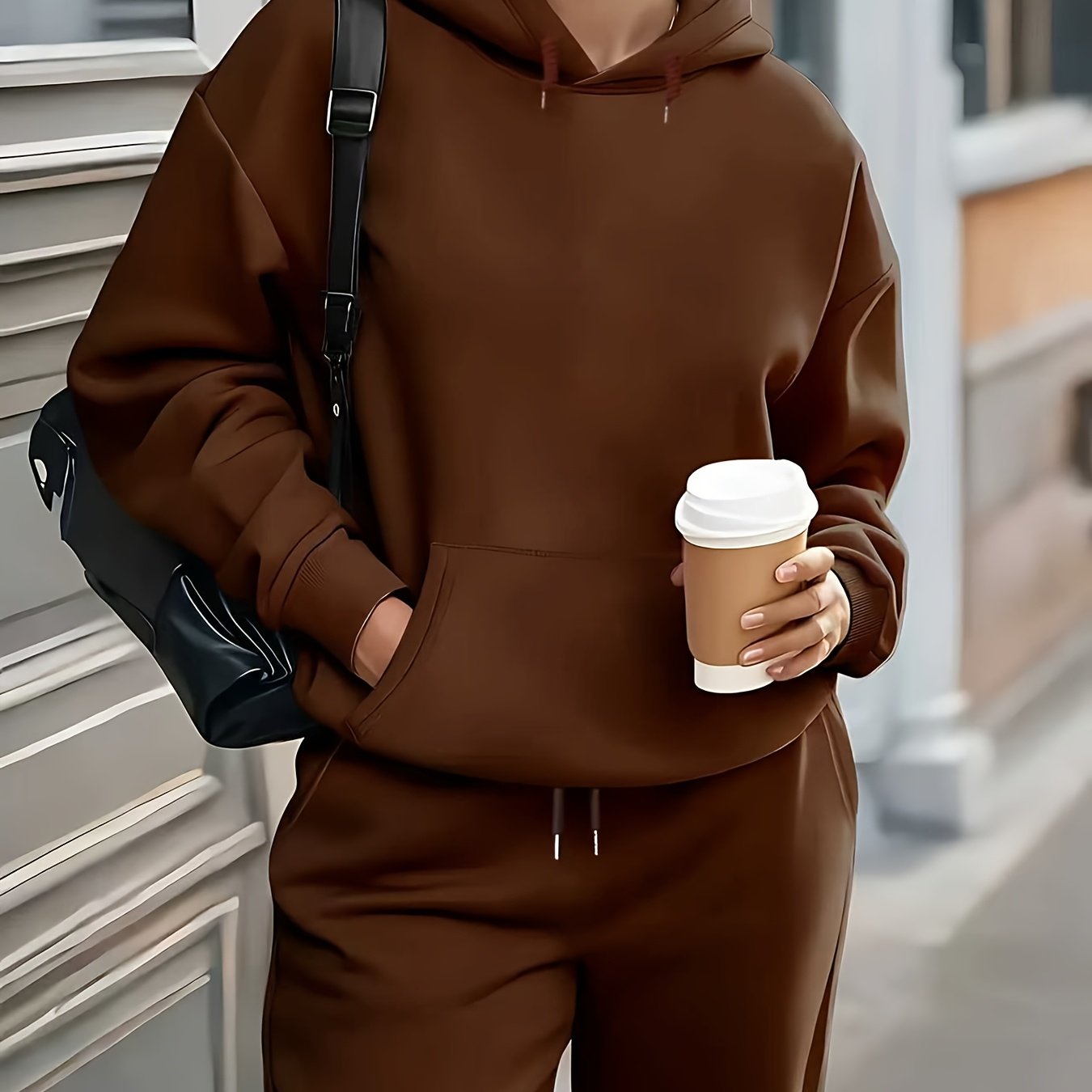 Women'S Cozy Fleece Hoodie & Sweatpants Set - Gray Casual Long Sleeve Pullover with Drawstring Hood, Comfortable All-Season Wear, Perfect for Casual Attire, Casual Wear Hoodie|Casual Style Hoodie|Fleece Hoodie MAEJORKEN