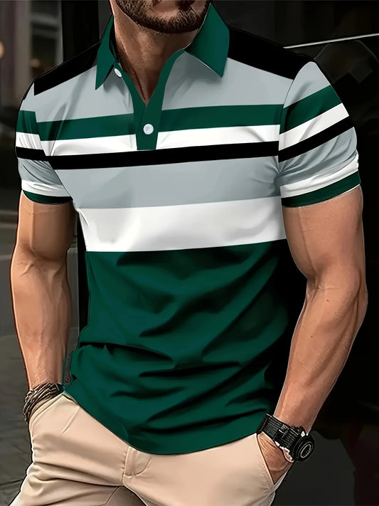 Polo rayé à manches courtes et col en polyester du 3XL au 7XL