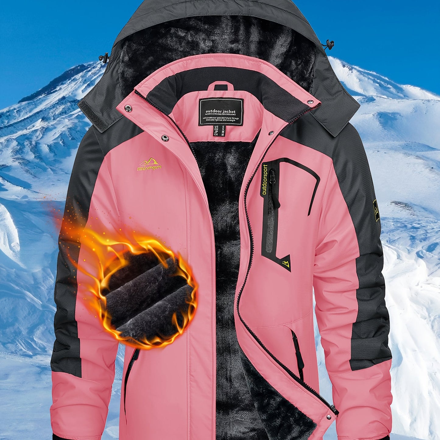 TACVASEN Women'S Winter Ski Jacket - Warm Fleece Lined, Detachable Hooded Coat with Zipper Pockets, Heavy Weight Thick Outdoor Coat for, Camping, Climbing, Travel & Snowboarding, Gear | Hooded Jacket | Zippered Jacket MAEJORKEN