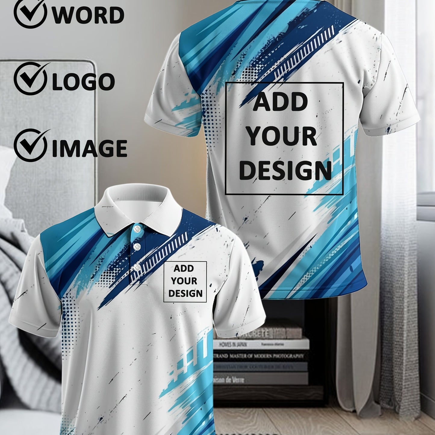 Polo à manches courtes logo/texte/image personnalisés du S au 2XL