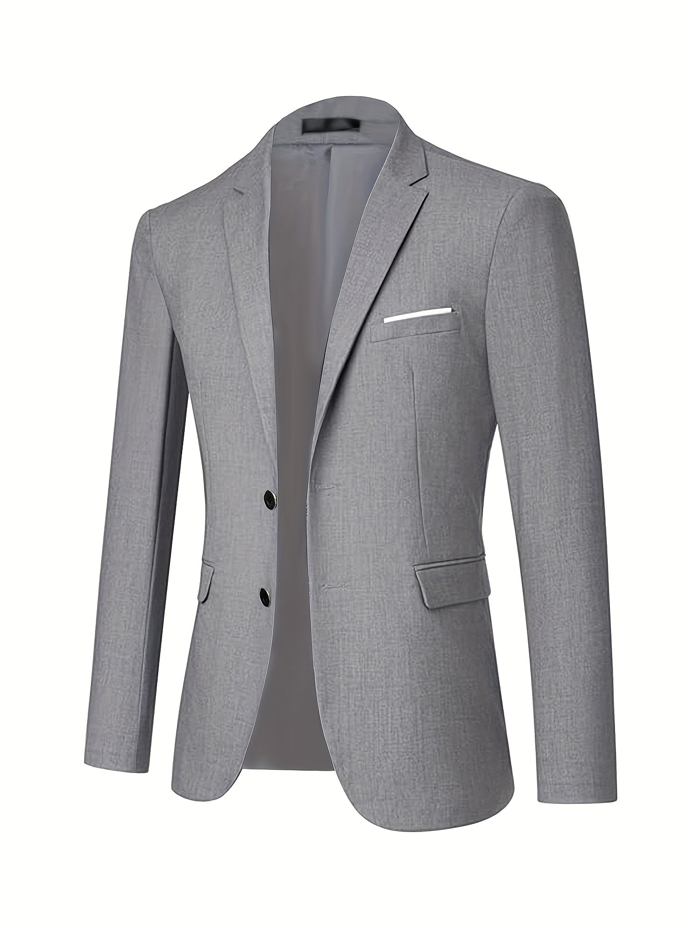 Men'S Slim-Fit Two-Piece Suit - Solid Color Notch Lapel Blazer & Pants, Long Sleeve, Button-Up, All-Season Formal Attire for Weddings, Parties, Graduations & Business Gatherings, Wedding Attire, Sophisticated Style, Nonstretc MAEJORKEN
