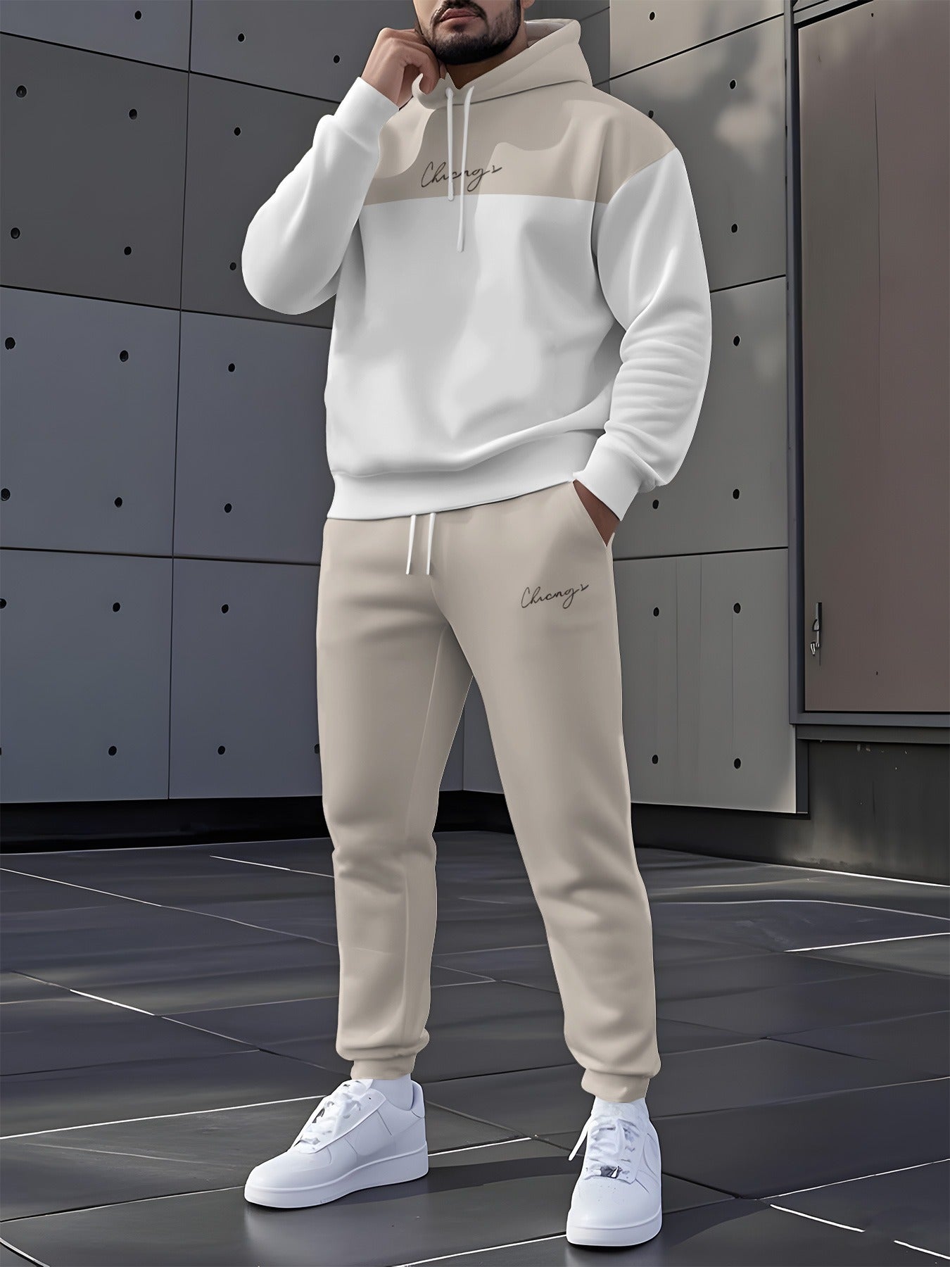 Men'S Casual Hoodie & Sweatpants Set - "Change" Print, with, Perfect for Christmas & Halloween, All-Season Comfort, Regular Fit, Crew Neck, Slight Stretch Fabric, Casual Wear Hoodie | Trendy Casual Hoodie | Comfortable Fit Ho MAEJORKEN