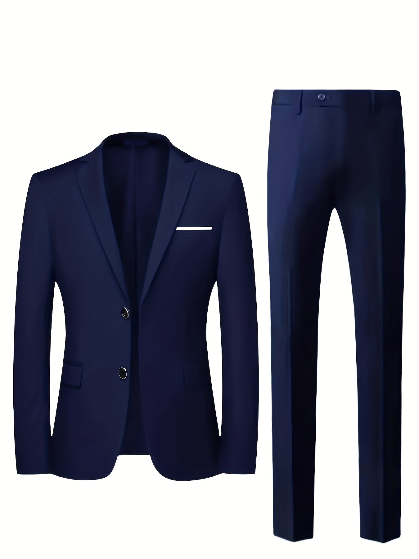 Men'S Slim-Fit Two-Piece Suit - Solid Color Notch Lapel Blazer & Pants, Long Sleeve, Button-Up, All-Season Formal Attire for Weddings, Parties, Graduations & Business Gatherings, Wedding Attire, Sophisticated Style, Nonstretc MAEJORKEN