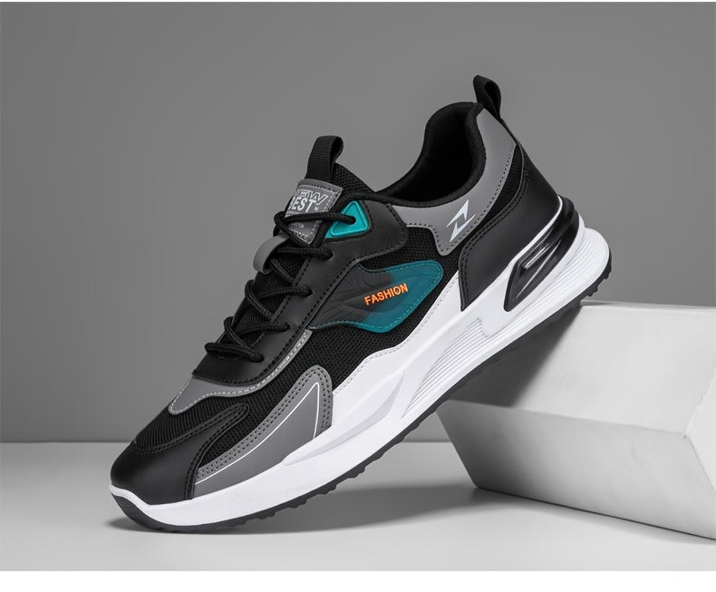 Men's Trendy Chunky Sneakers - Breathable Mesh Dad Shoes with Cushioned Insole, All-Season Wear, Green & Beige Color Scheme, Casual Sneakers for Walking, Running & Everyday Use MAEJORKEN