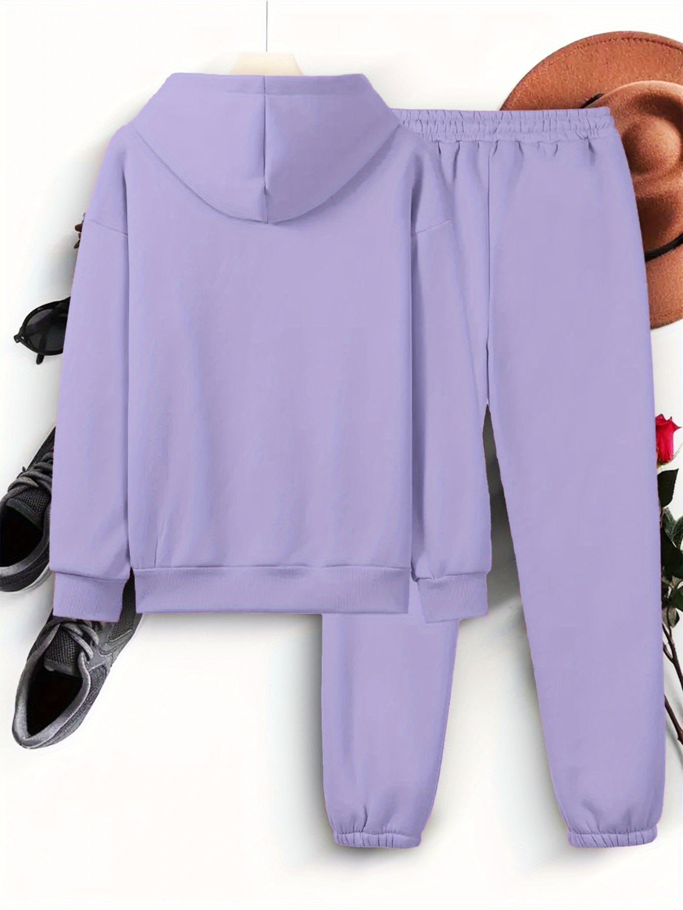 Women'S Cozy Fleece Hoodie & Sweatpants Set - Gray Casual Long Sleeve Pullover with Drawstring Hood, Comfortable All-Season Wear, Perfect for Casual Attire, Casual Wear Hoodie|Casual Style Hoodie|Fleece Hoodie MAEJORKEN