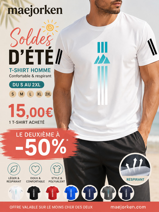 T-shirt décontracté à col rond pour homme avec logo individuel à manches courtes du S au 2XL MAEJORKEN