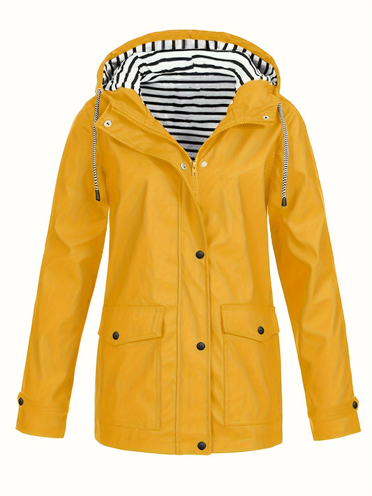 Veste longue à capuche rayée coupe vent femmes du 0XL au 5XL