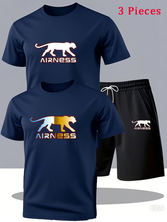 Ensemble 3 pièces 2 t-shirts et 1 short du S au 2XL