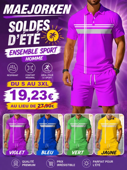Ensemble Décontracté Sportif pour Homme - Chemise et Shorts 2 Pièces pour Tenue Quotidienne en Extérieur du S au 3XL MAEJORKEN