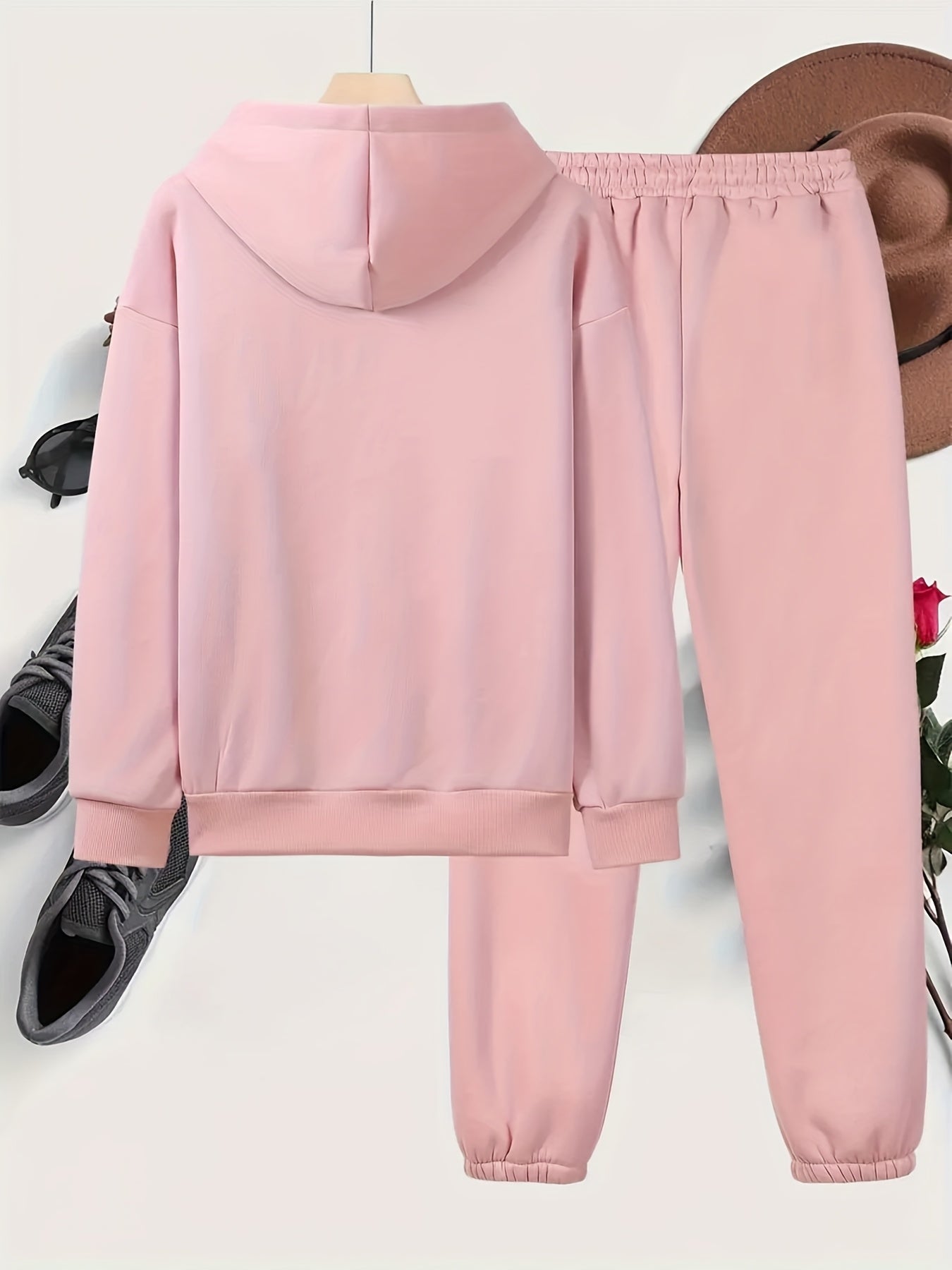 Women'S Cozy Fleece Hoodie & Sweatpants Set - Gray Casual Long Sleeve Pullover with Drawstring Hood, Comfortable All-Season Wear, Perfect for Casual Attire, Casual Wear Hoodie|Casual Style Hoodie|Fleece Hoodie MAEJORKEN