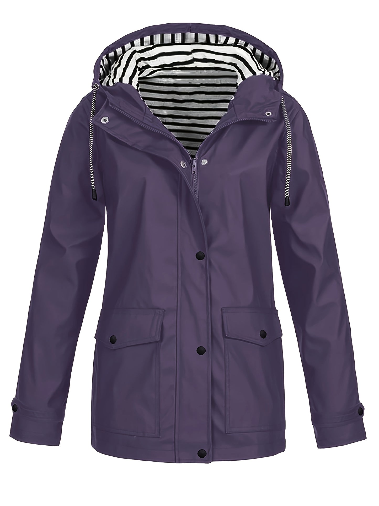 Veste longue à capuche rayée coupe vent femmes du 0XL au 5XL