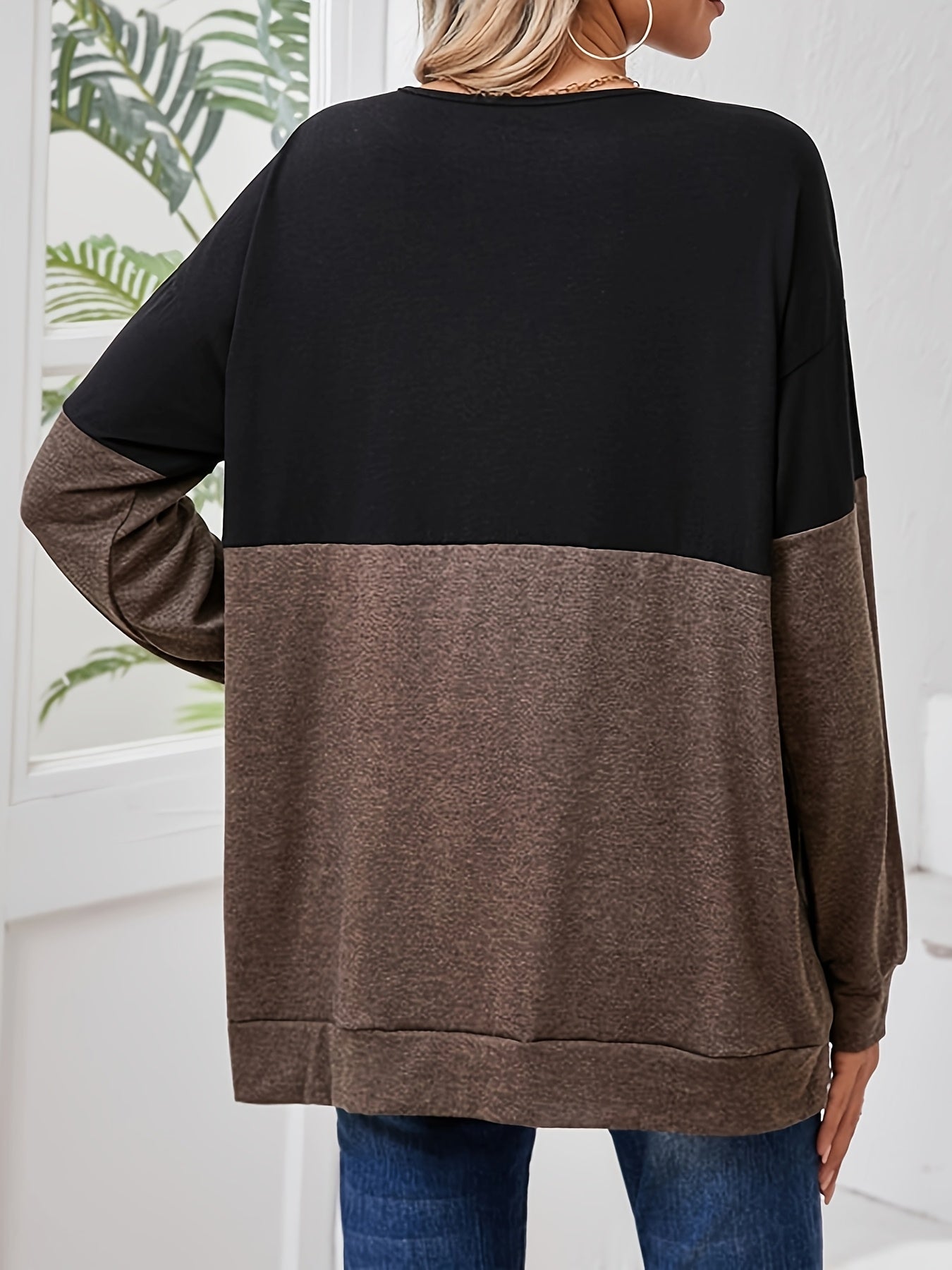 T-shirt décontracté à manches longues col en V du XL au 4XL MAEJORKEN