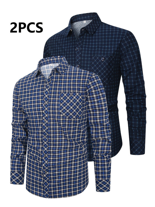 Lot 2pcs chemise décontractée à manches longues grande taille du 3XL au 7 XL MAEJORKEN