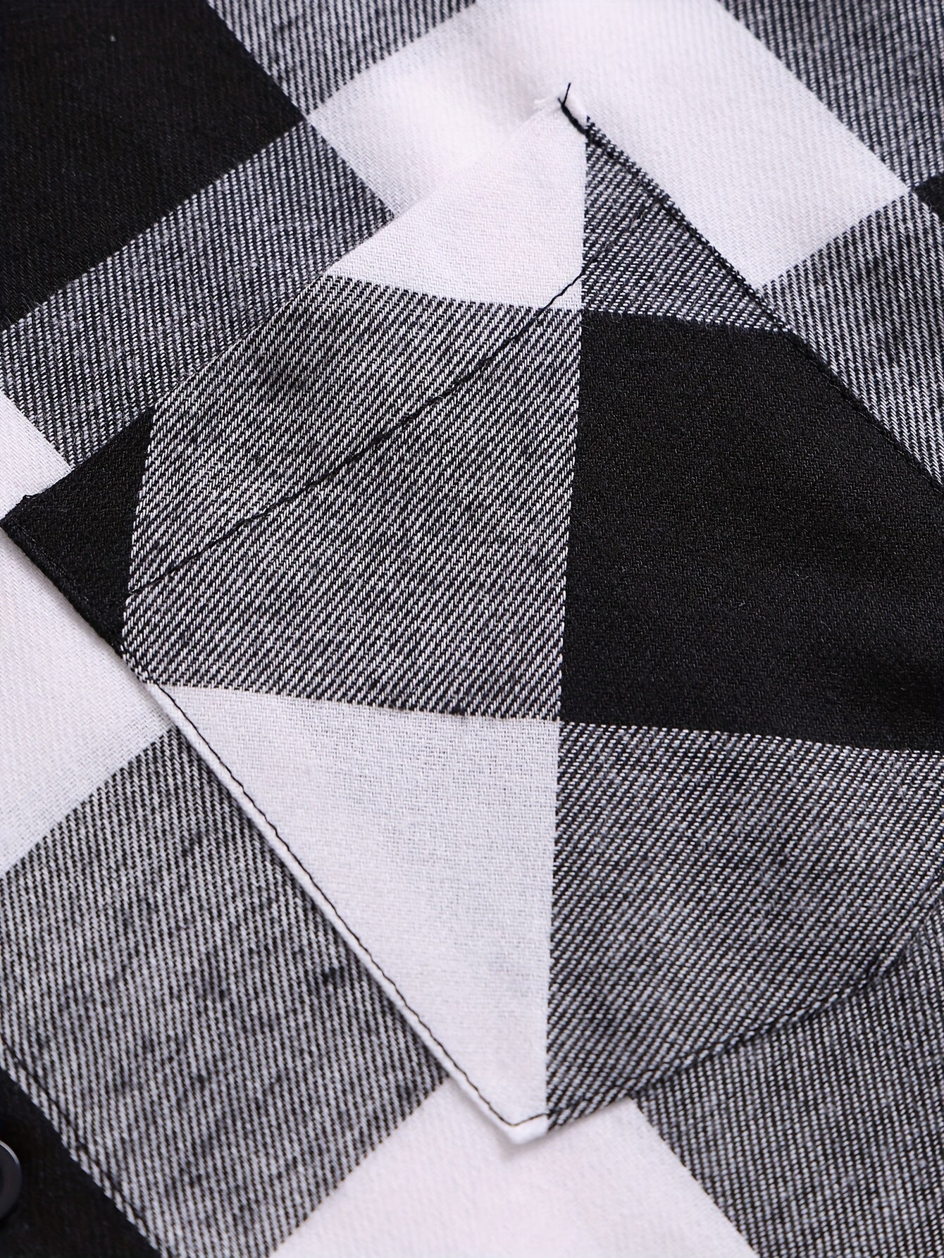 Men's Black & White Plaid Long Sleeve Shirt with Lapel Collar & Chest Pocket - Classic Checkered Button- Button-Front Coat Jacket-like Blazer for Autumn/Winter, Casual & Formal Events (Machine Washable) MAEJORKEN